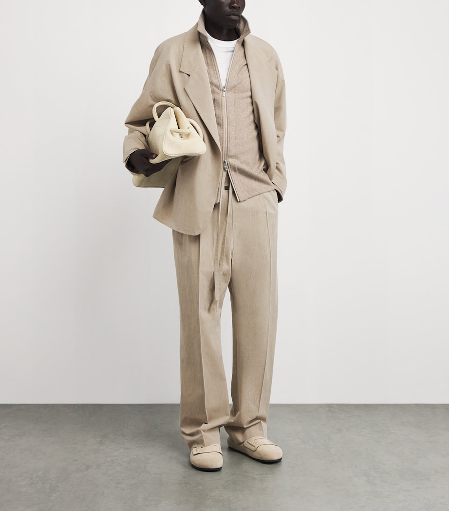Virgin Wool-Cotton Drawstring Trousers DUNE PEARL Image 2