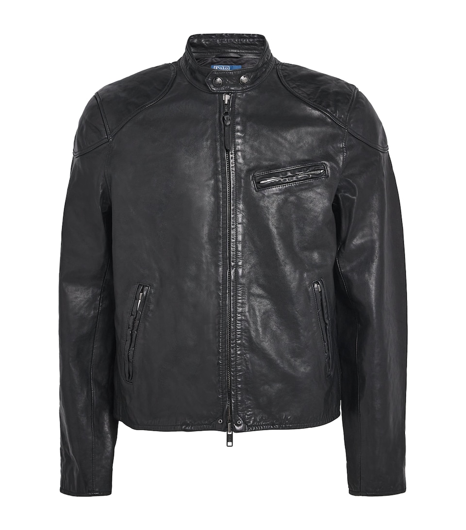 Calf Leather Solid Racing Jacket
