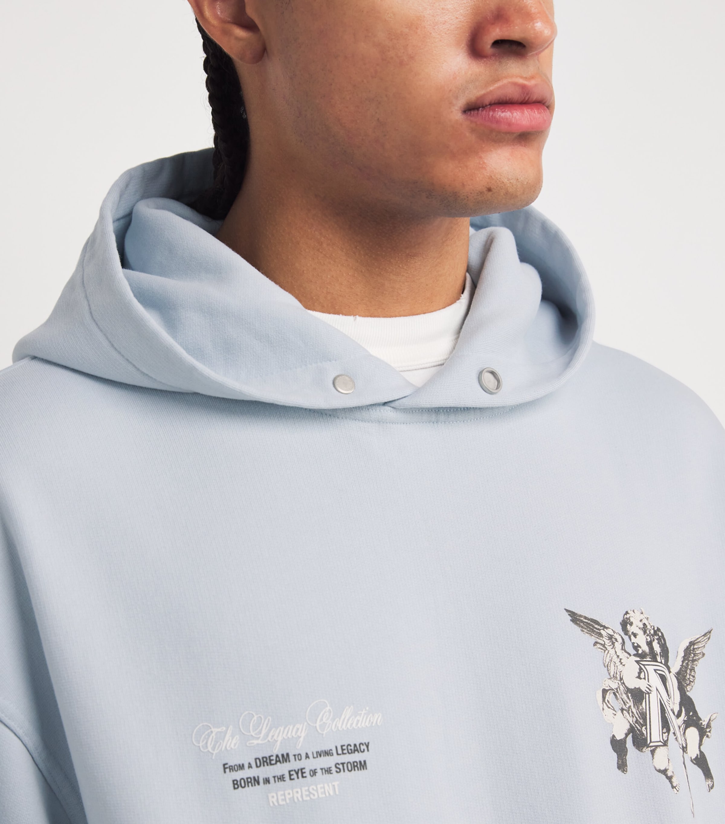 Represent Blue Cotton Legacy Cherub Hoodie Harrods UK