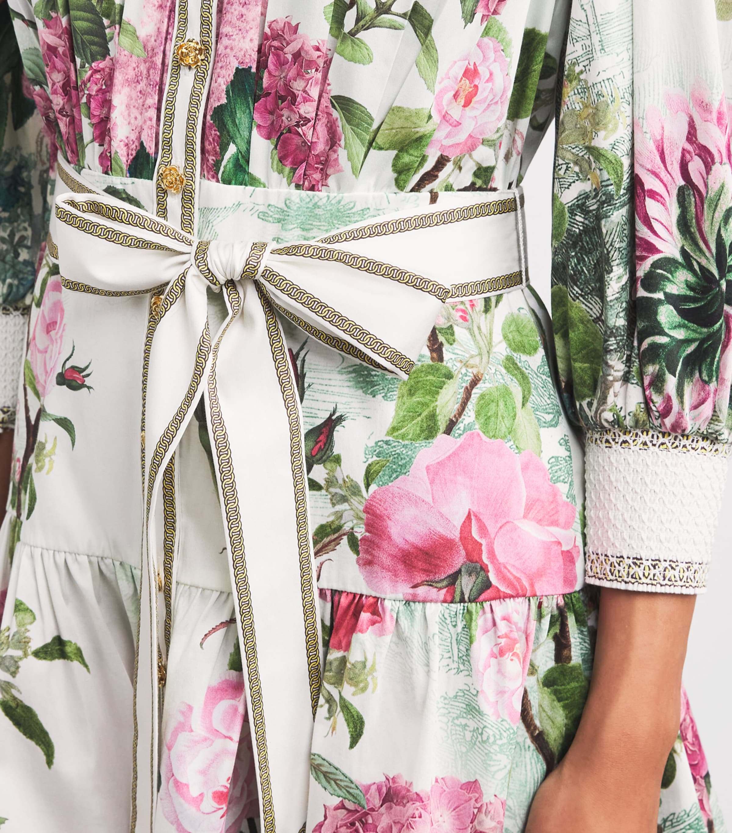 【Alice+Olivia】CORA 花柄 タイウエスト ミニ丈 シャツドレス Alice + Olivia Cora Tiered Mini Shirtdress | Saks Fifth Avenue