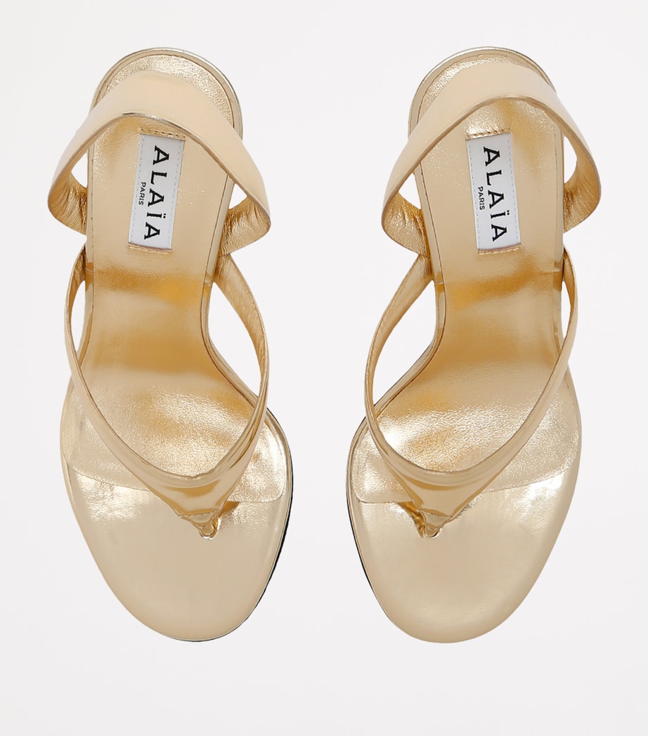 Leather Tong Heeled Sandals 90 GOLD Image 4
