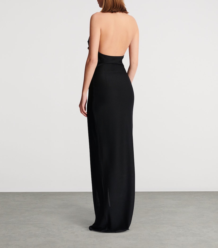 Double-Breasted Halterneck Maxi Dress 0PA NOIR Image 6