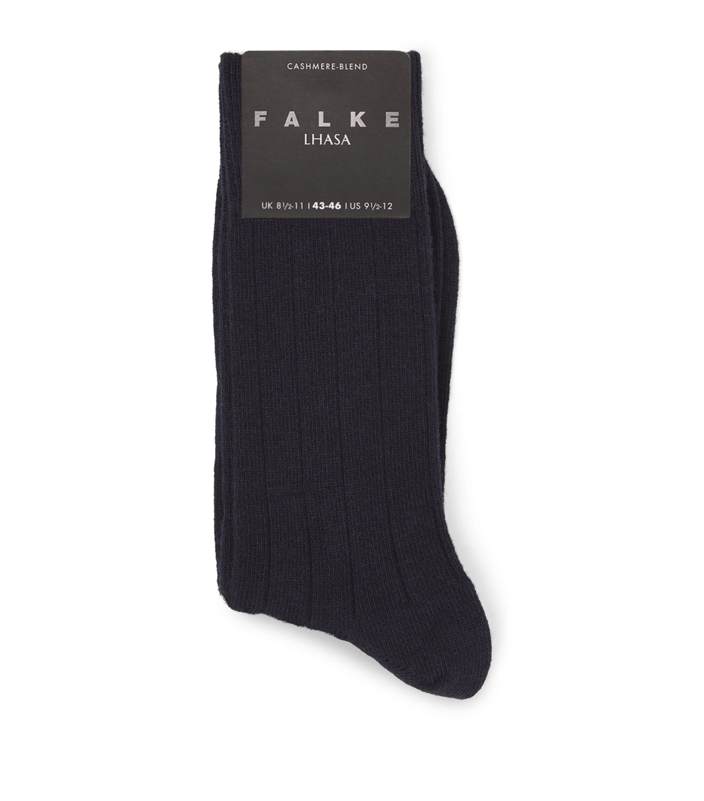 Shop Falke Wool-cashmere Blend Lhasa Ribbed Socks In Navy