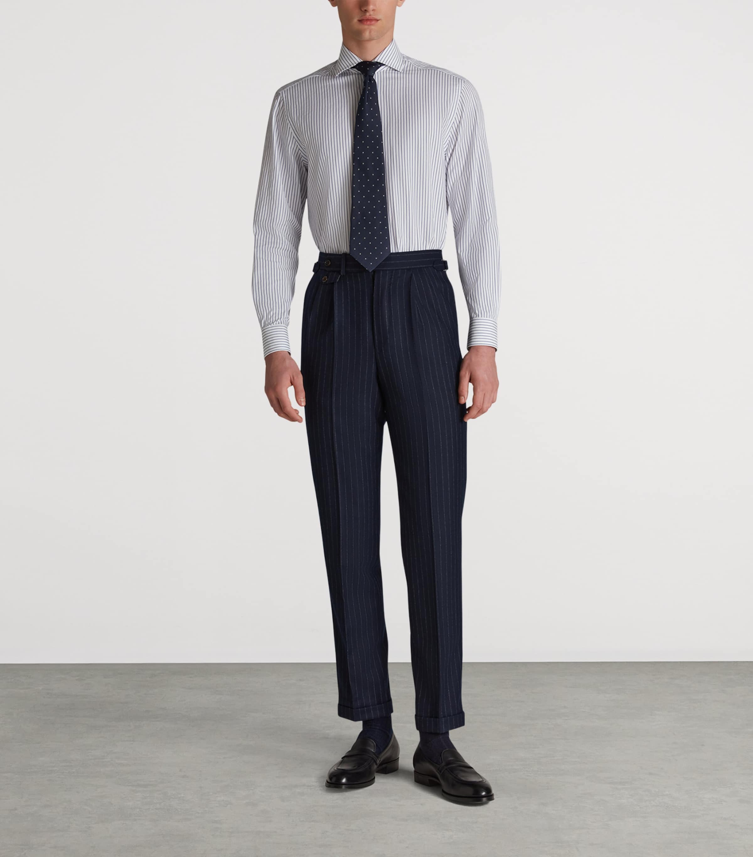 Cotton Stripe Shirt 417WHITE NAVY Image 2