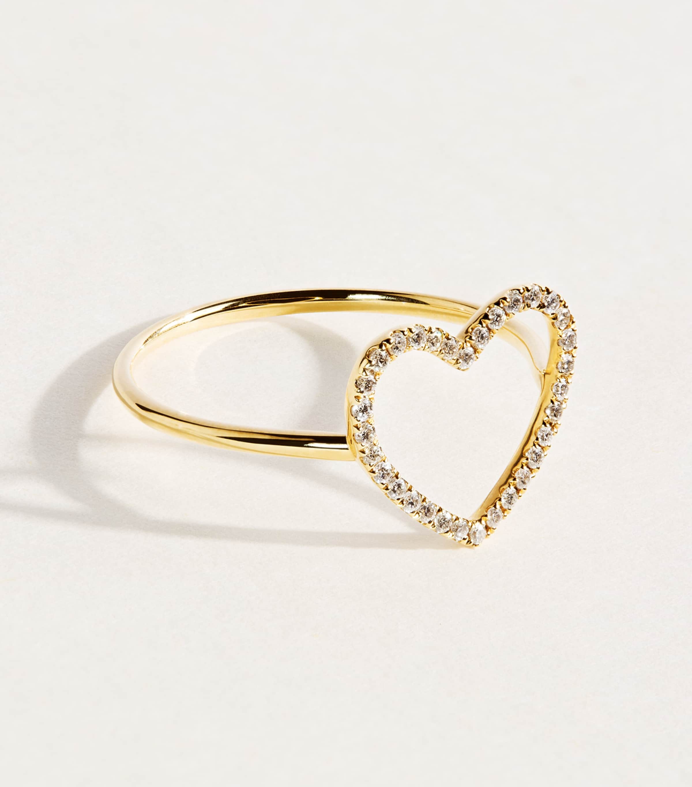 Rosa de la Cruz Yellow Gold and Diamond Love Heart Ring | Harrods US