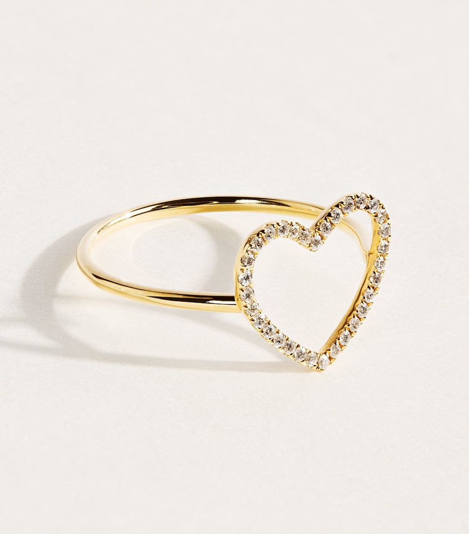 Rosa de la Cruz Yellow Gold and Diamond Love Heart Ring | Harrods US