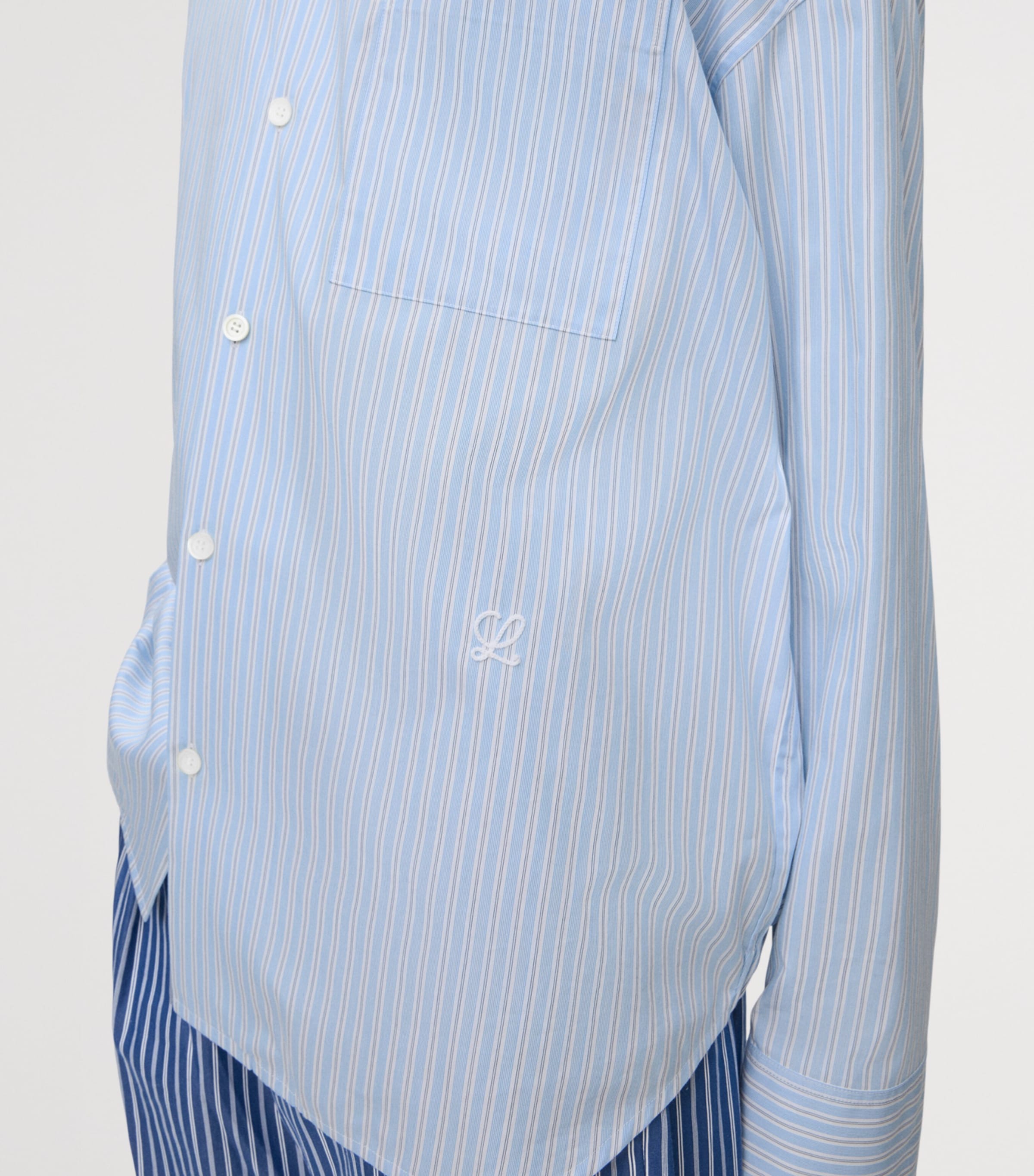 LOEWE Mens Cotton-Blend Stripe Shirt White/navy Image 5