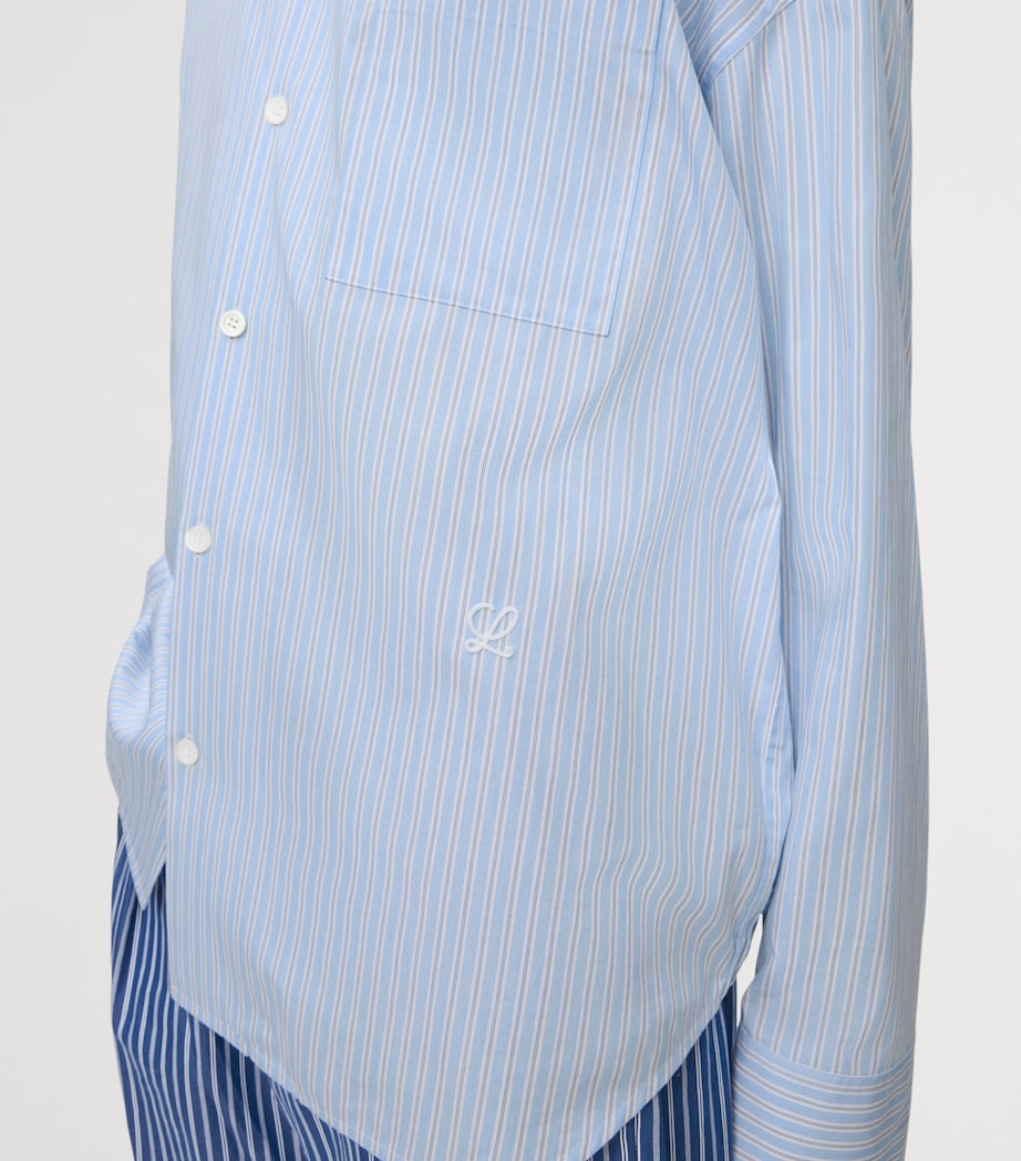 LOEWE Mens Cotton-Blend Stripe Shirt White/navy Image 5