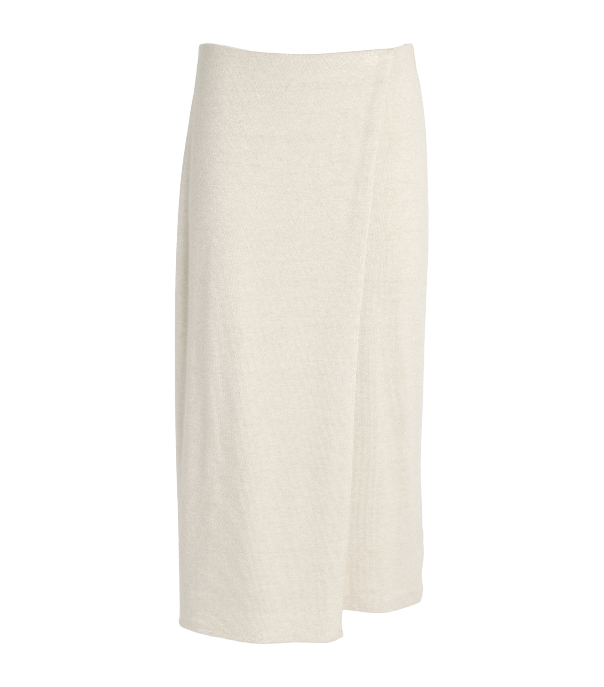 Shop Vince Knitted Mock-wrap Midi Skirt In Ivory