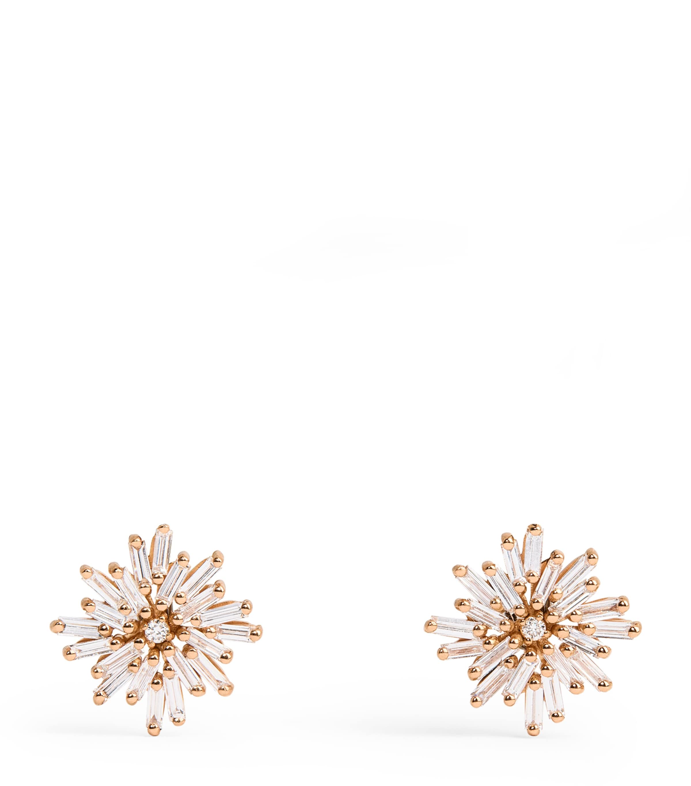 Suzanne Kalan Rose Gold And Diamond Classic Spark Stud Earrings In Gold