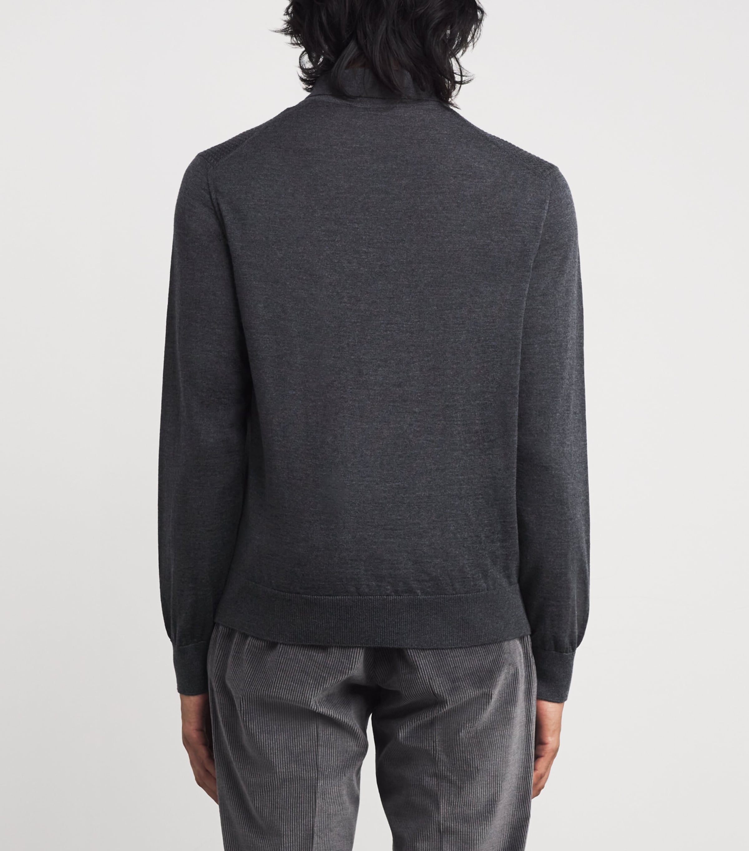 Virgin Wool Quarter-Zip Polo Sweater 14 GREY MELANGE Image 4