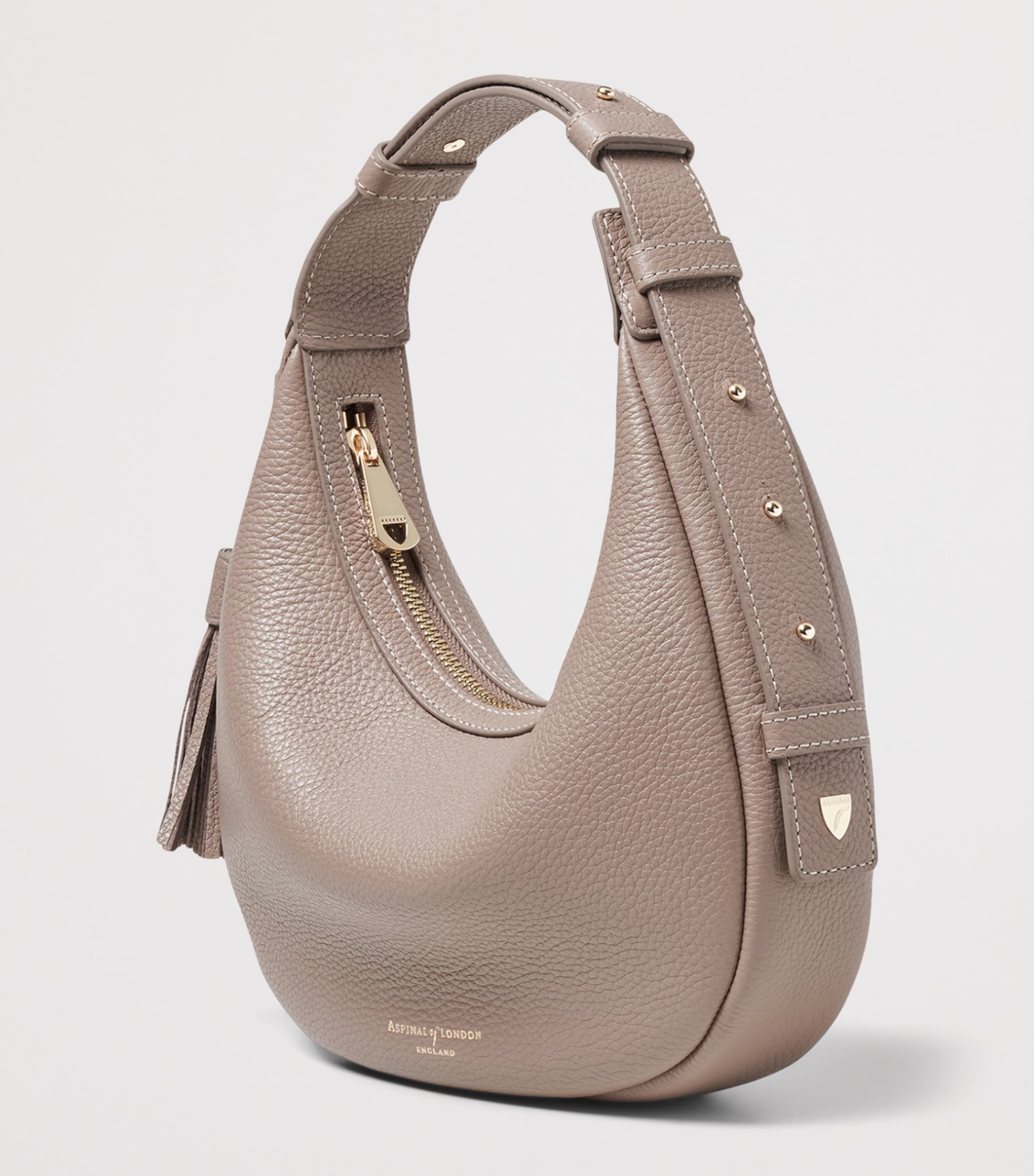 Aspinal Of London Mini Soho Crescent Shoulder Bag Moleskin Image 3