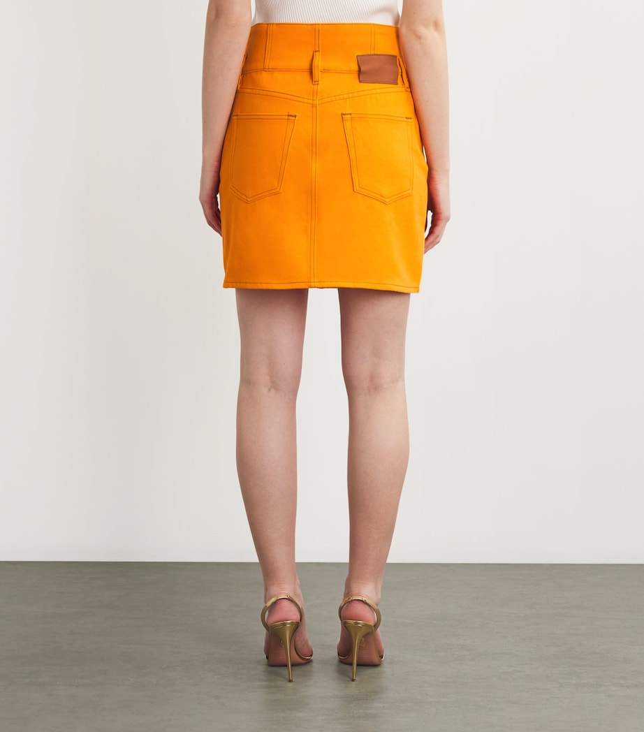 FRAME Womens x Carolina Herrera Denim Mini Skirt Marigold Image 4