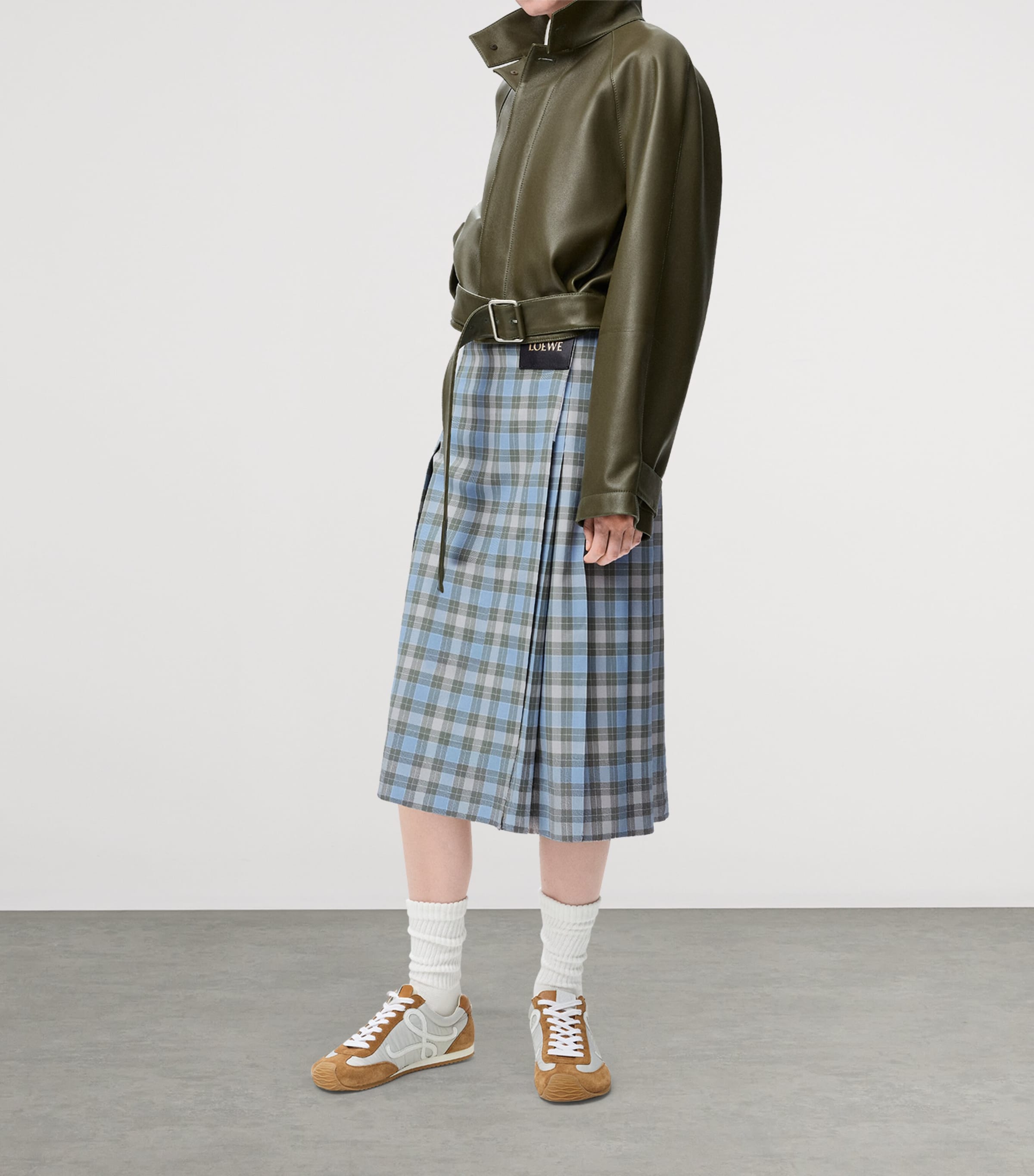 Check Pleated Midi Skirt LIGHT BLUE/WHITE Image 2