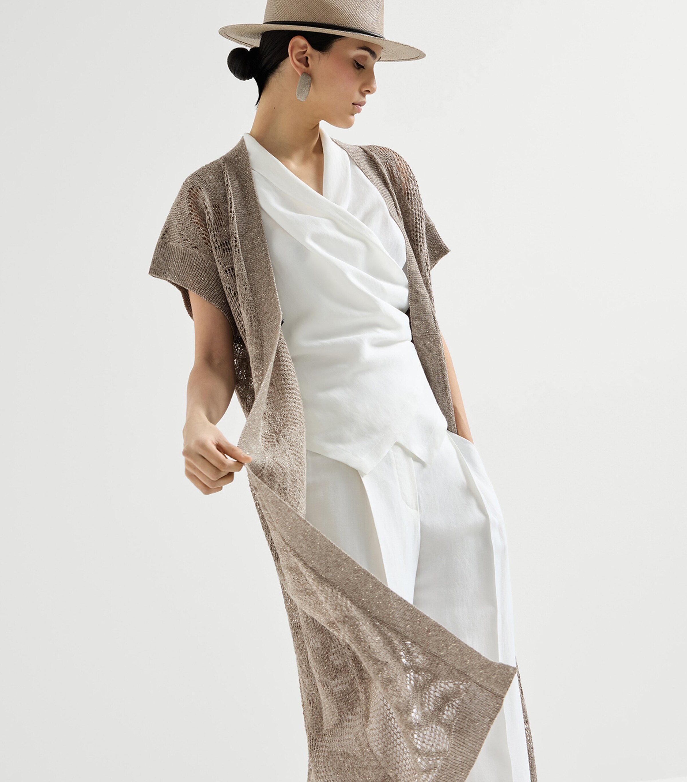 Brunello Cucinelli Womens Water Lilies Long Cardigan Image 4