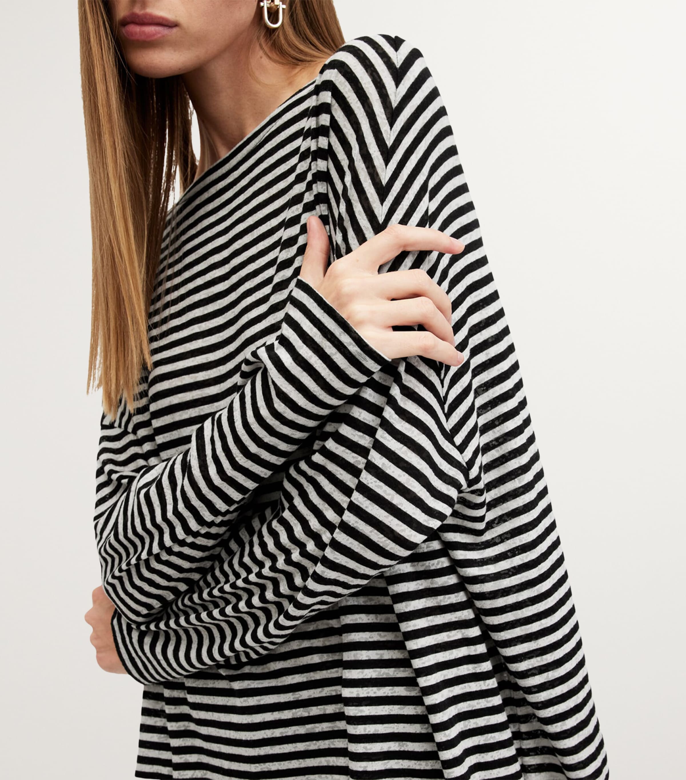 AllSaints Womens Striped Rita T-Shirt Chalk/ink Image 6