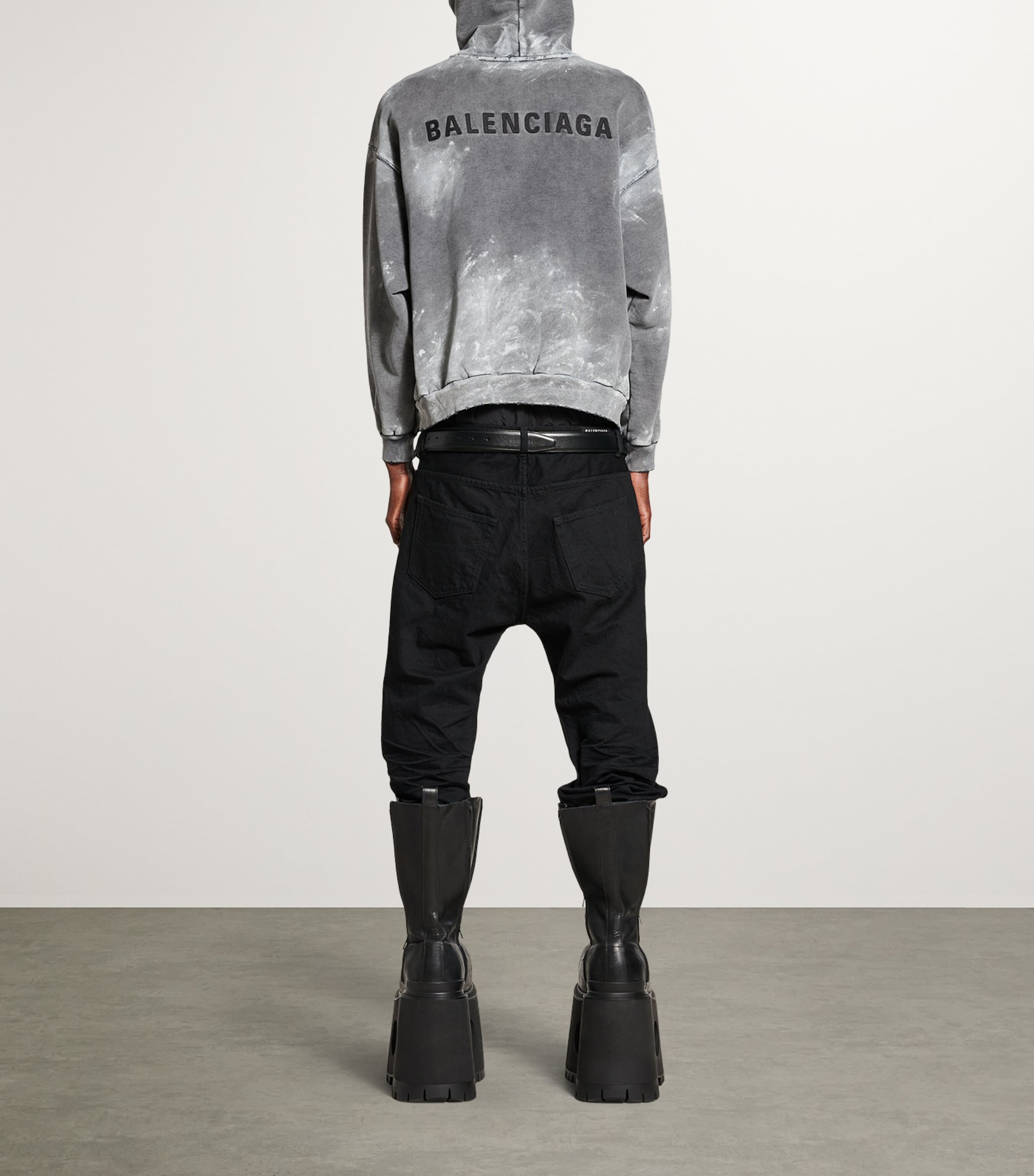 Balenciaga Mens Cotton Distressed Logo Hoodie Image 5