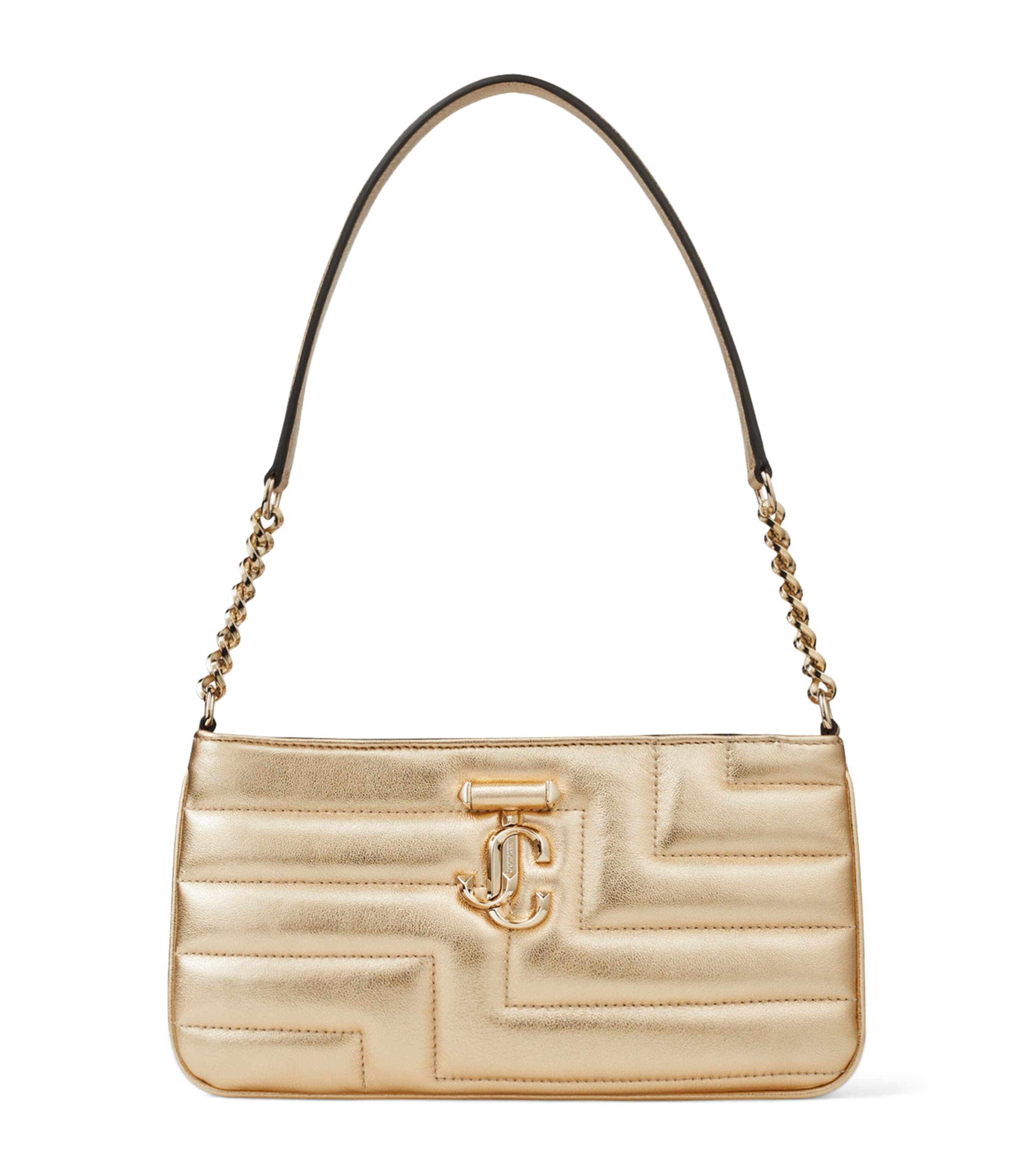 Jimmy Choo Leather Avenue Shoulder Bag In Gold