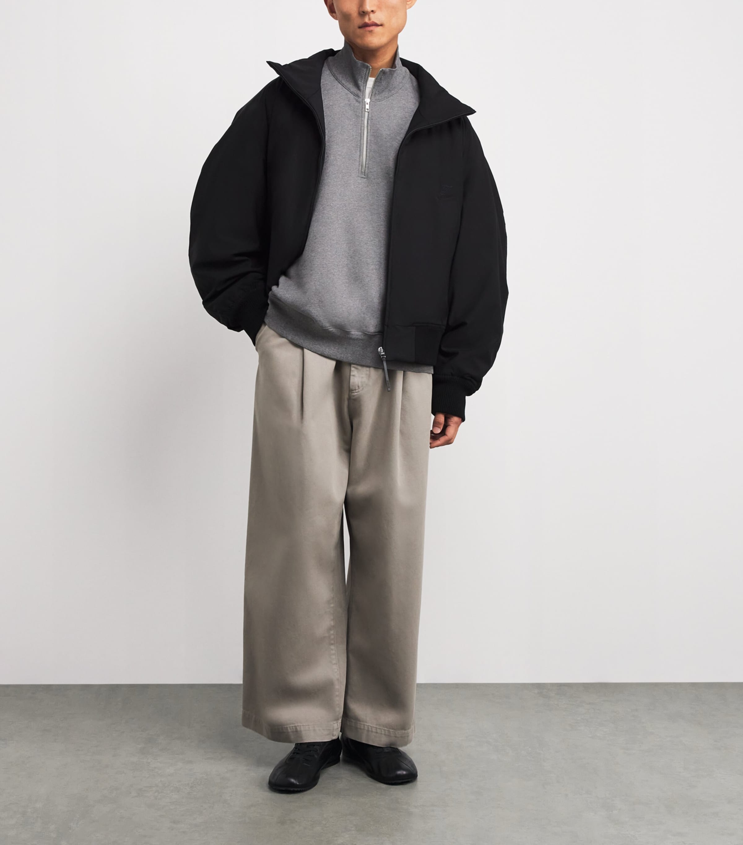 Cotton Quarter-Zip Idris Sweatshirt A1027-GRYHR Image 2