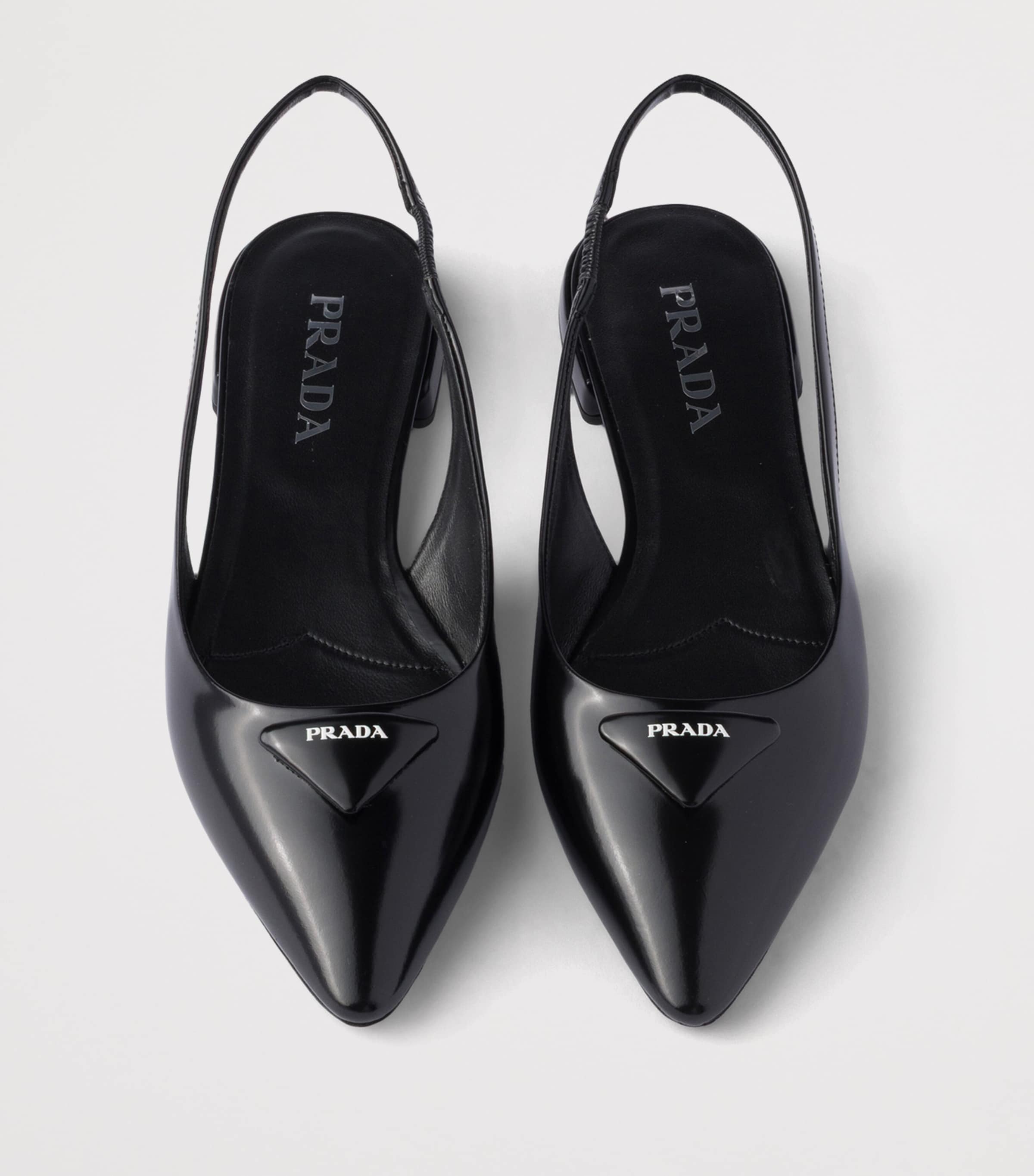 Prada Brushed Leather Slingback Ballet Flats 10 Black Image 3