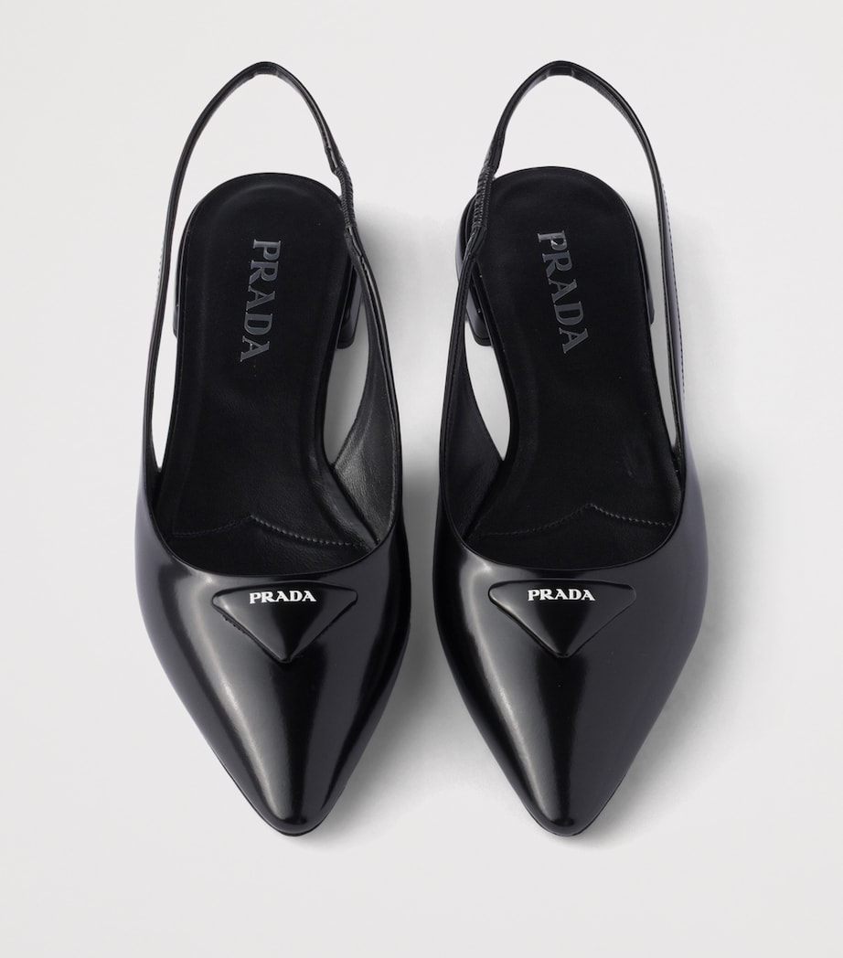Prada Brushed Leather Slingback Ballet Flats 10 Black Image 3