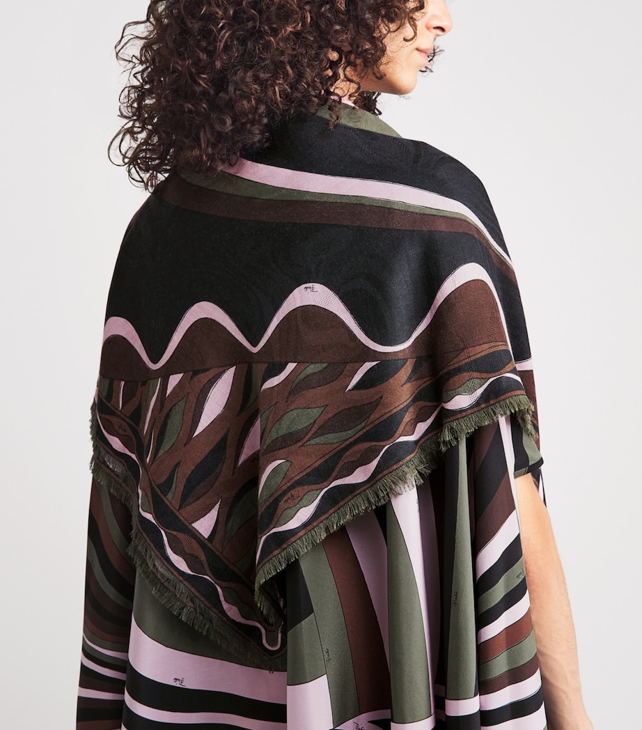PUCCI Wool-Silk Dune Print Pashmina Khaki Pink Image 3