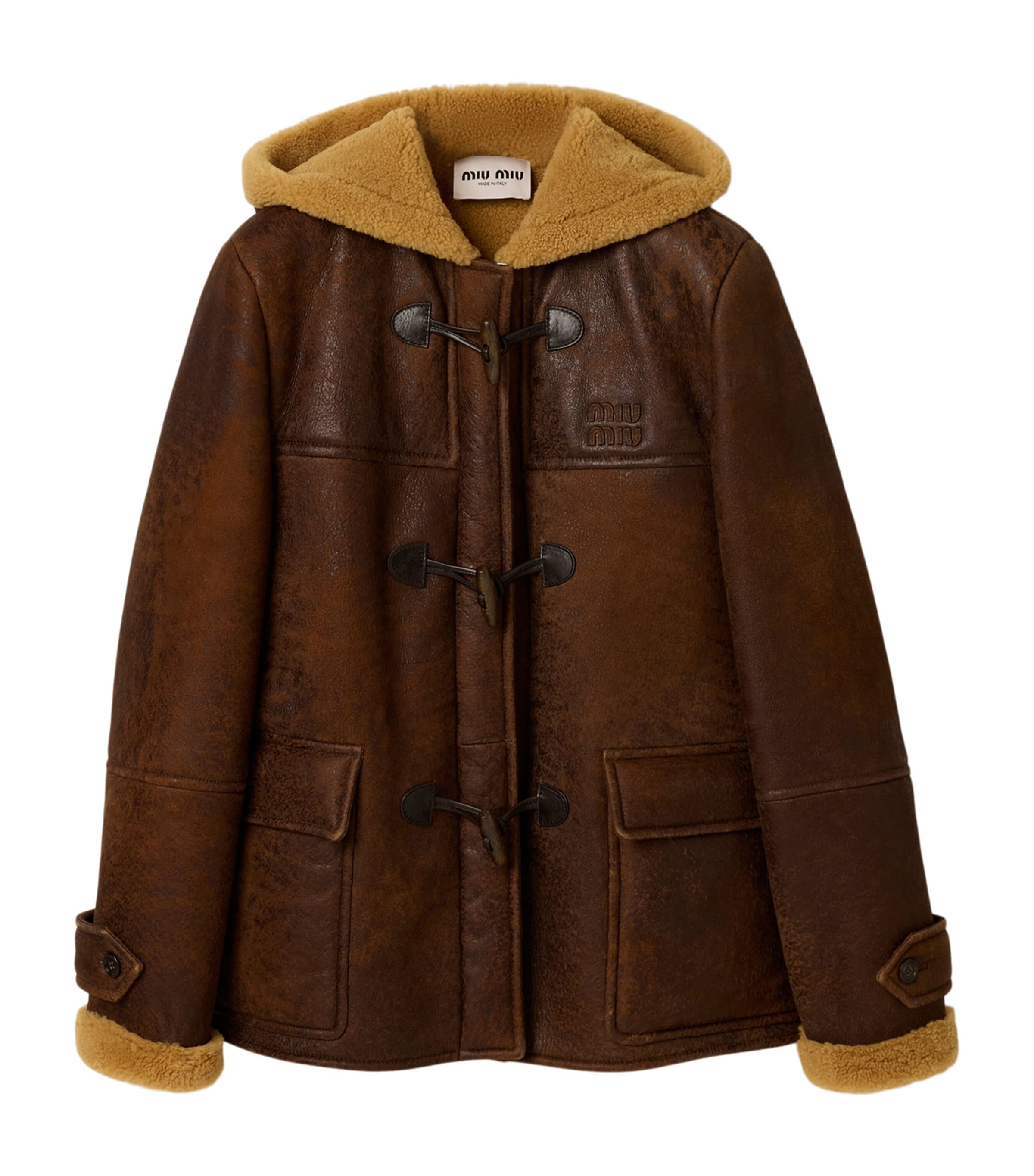 Miu Miu Womens Lambskin Logo Duffle Coat Image 1