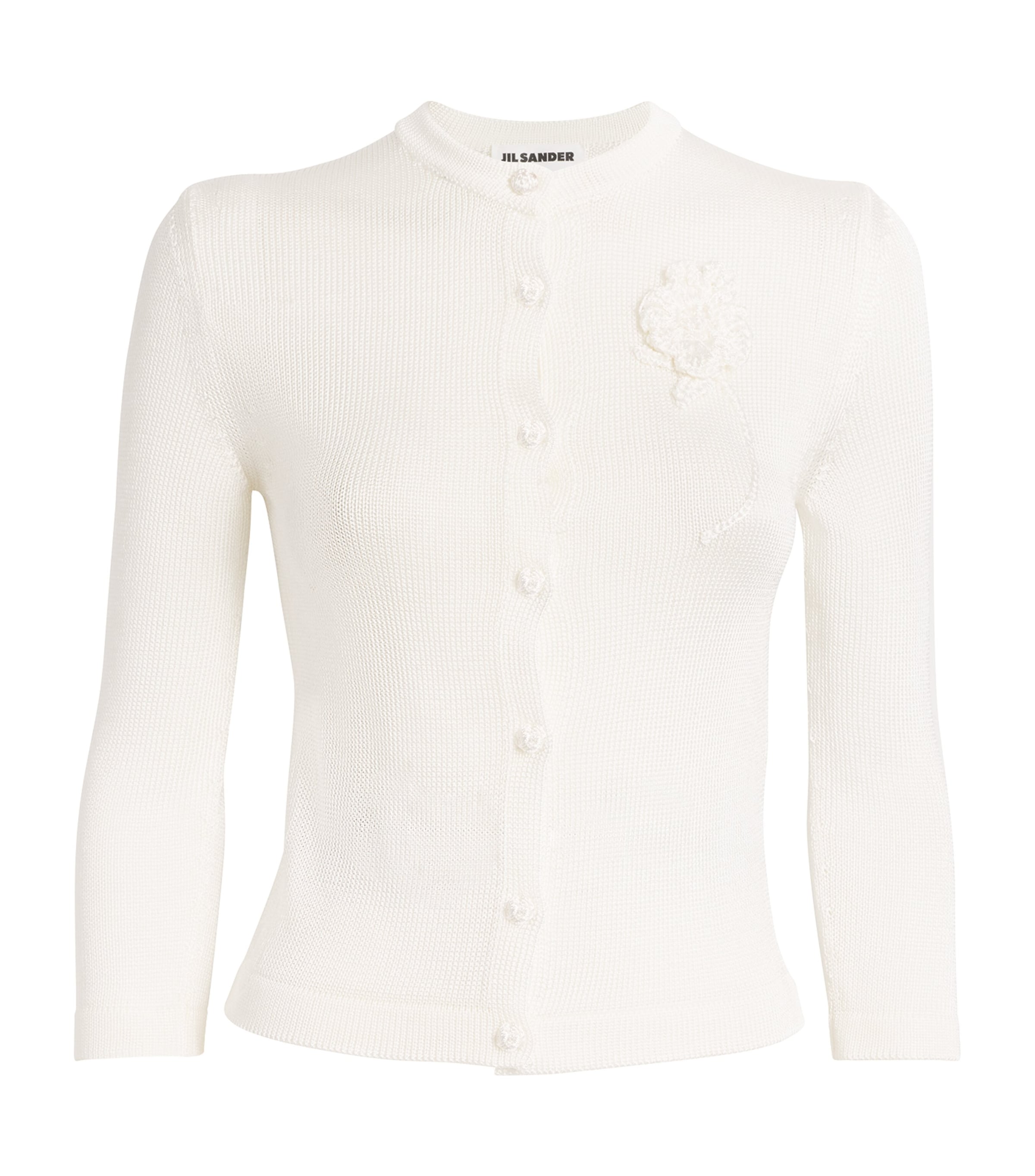 Shop Jil Sander Knit Crochet-floral Cardigan In White