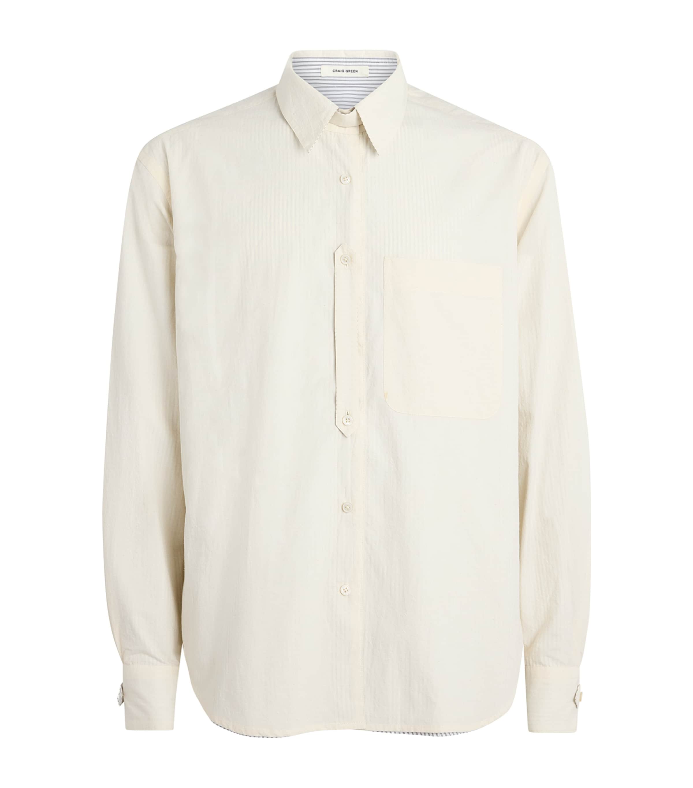 Craig Green Mens Cotton Reversible Shirt Ecru/ Double Stripe Image 1