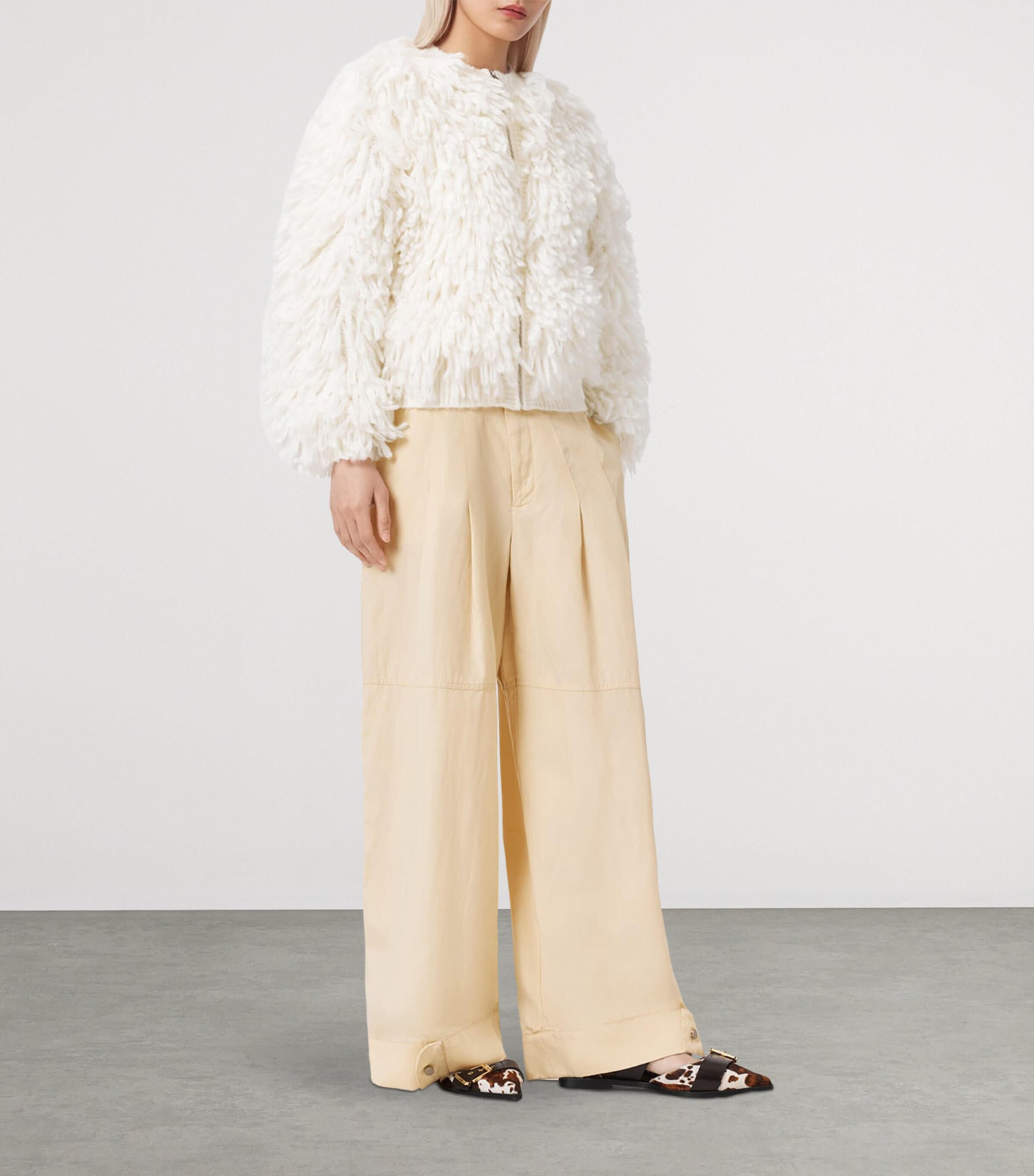 AllSaints Womens Sherell Wide-Leg Trousers Ecru White Image 5
