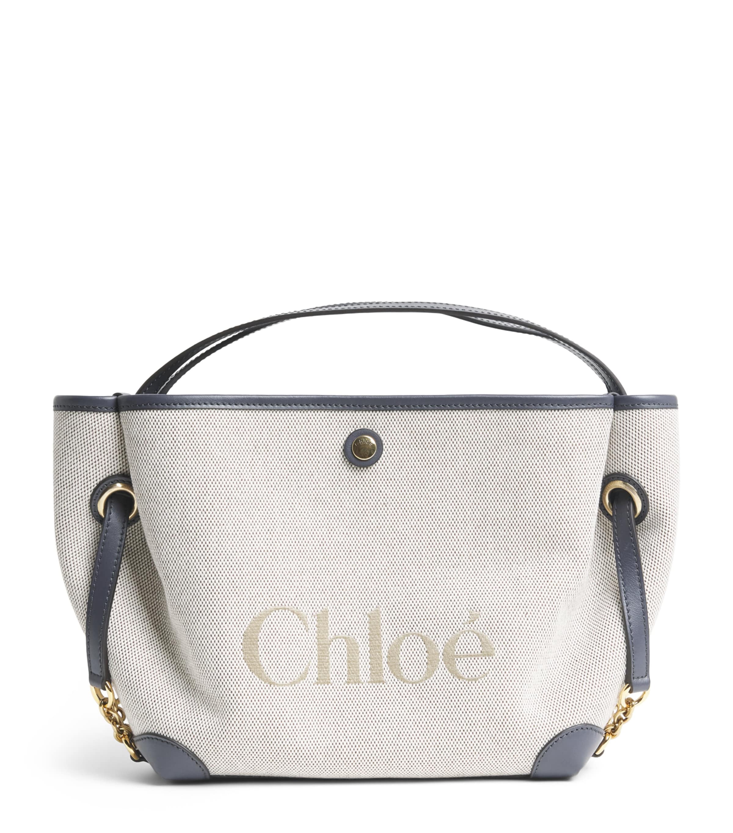 Chloé Small Canvas Clover Carry Top-Handle Bag Black Navy Image 1