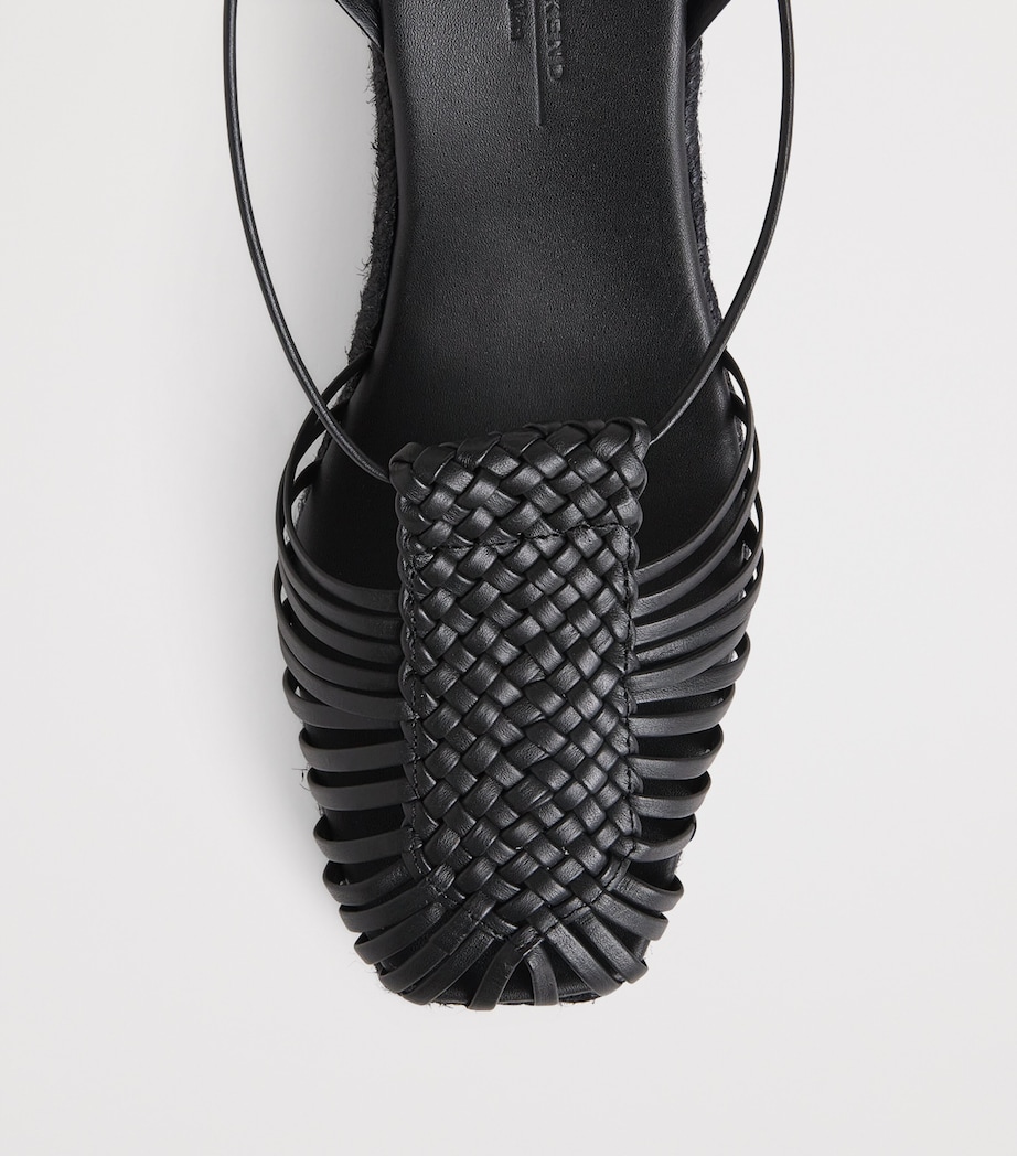 Leather Wedge Sandals 60 BLACK Image 5