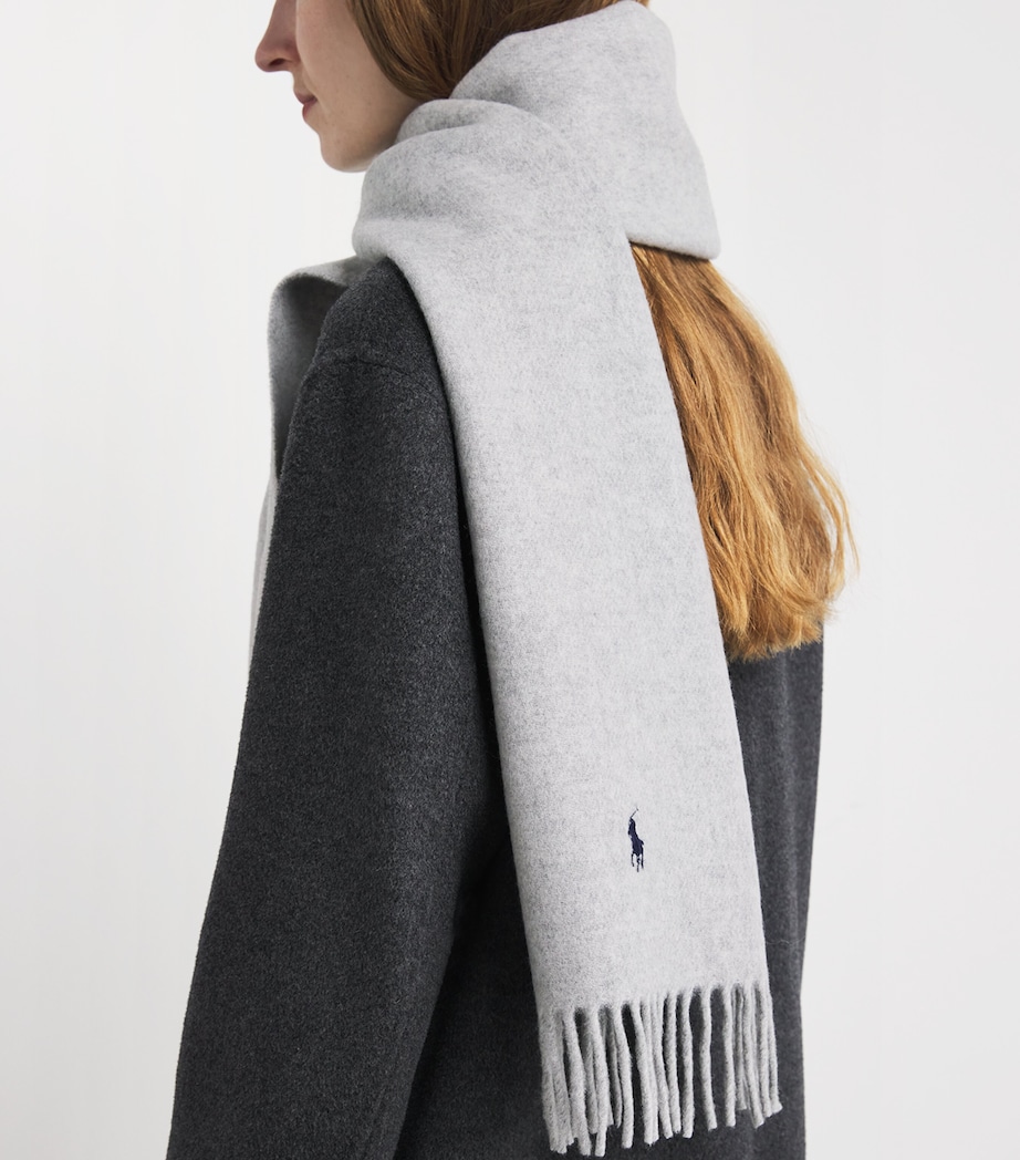 Polo Ralph Lauren Wool Polo Pony Scarf Grey Image 3