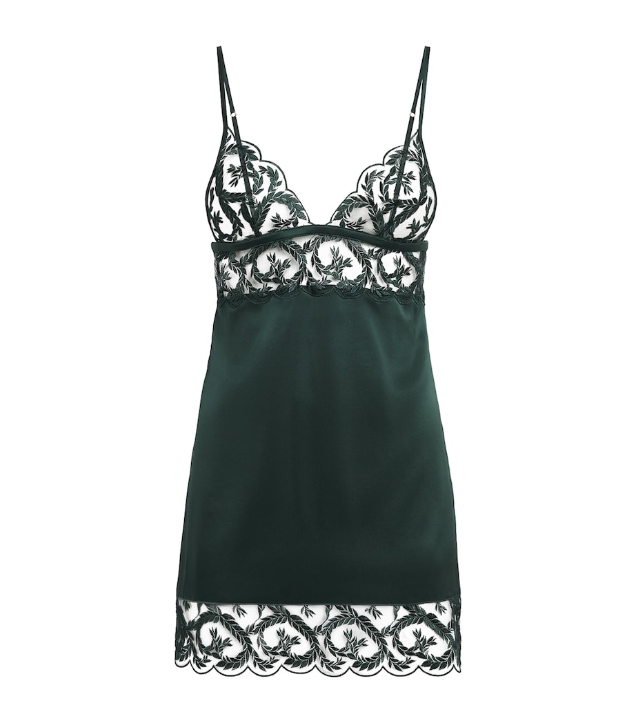 Coco De Mer Womens Lace Arletta Slip Dress Emerald Image 1