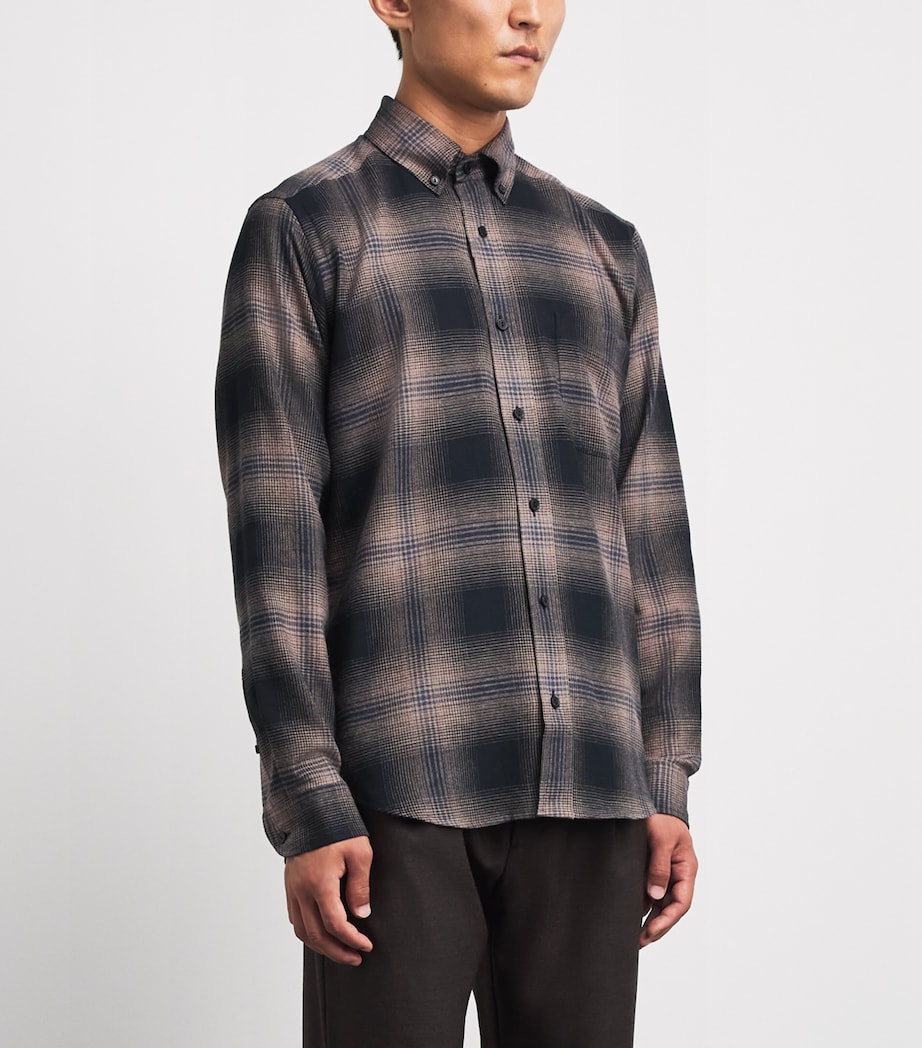 Eton Mens Flannel Check Shirt Navy Blue Image 4