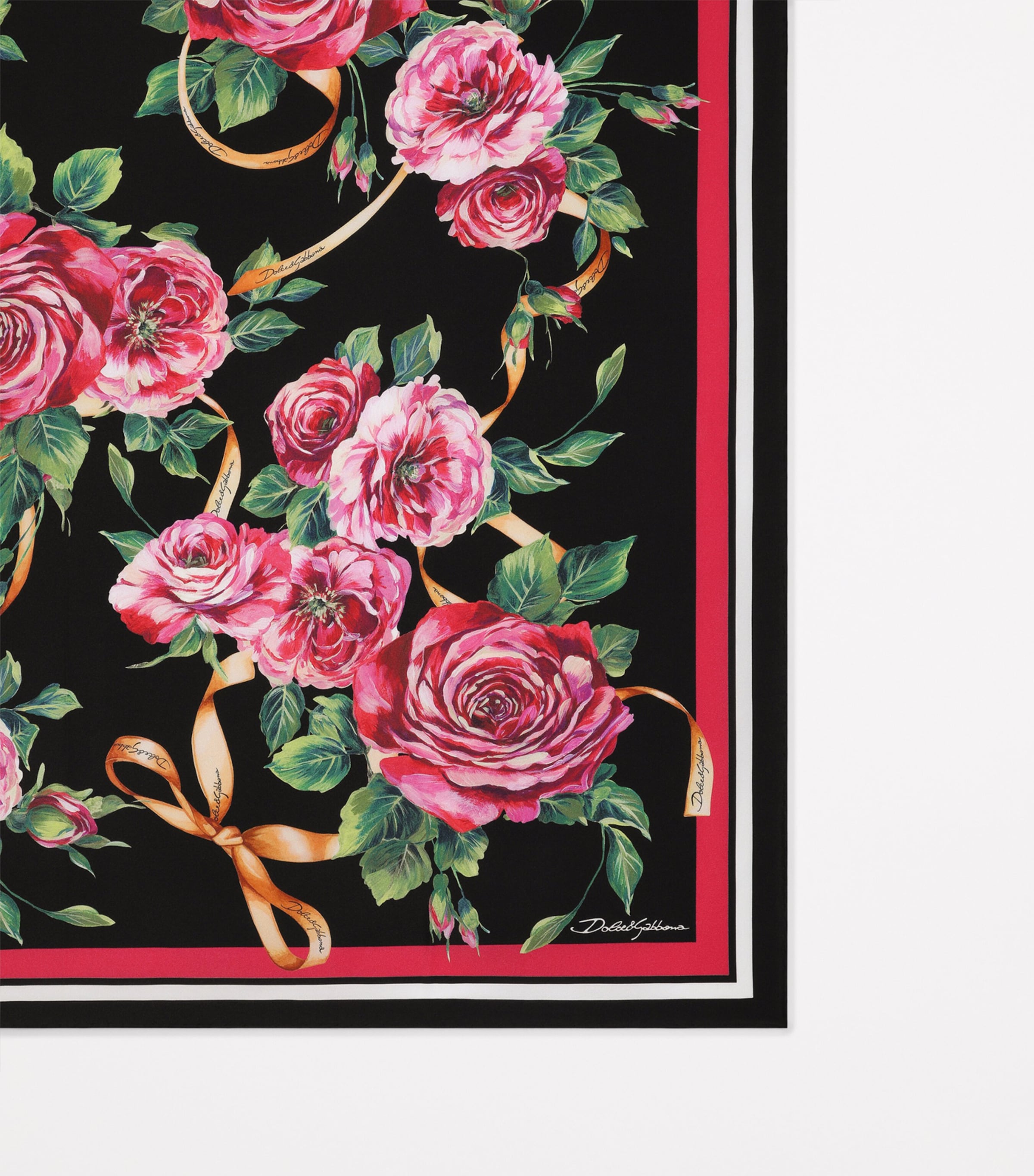 Silk Floral Scarf HD5JA-ROSA F.NERO C/ Image 2