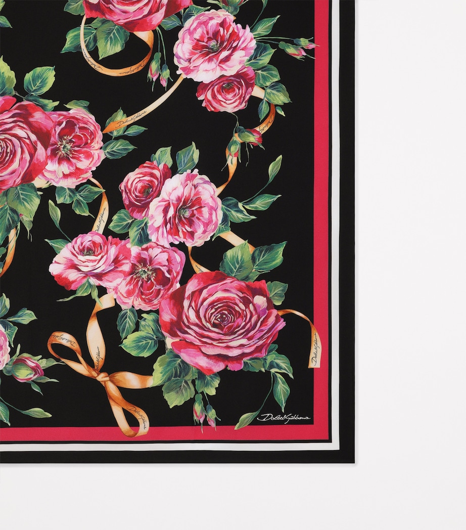 Silk Floral Scarf HD5JA-ROSA F.NERO C/ Image 2