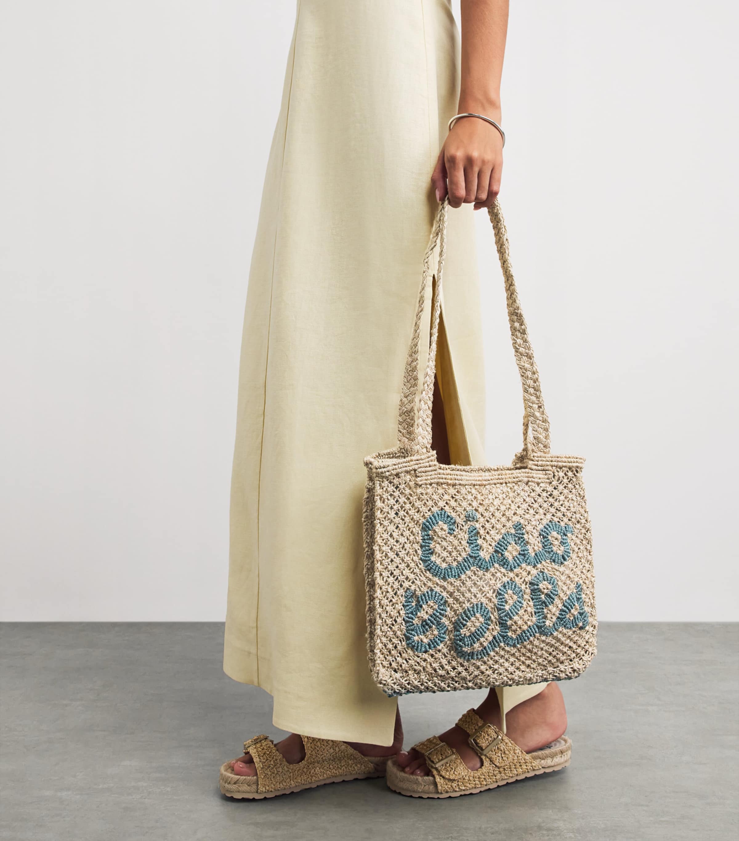 the Jacksons Jute Ciao Bella Tote Bag Natural / Sky Image 4