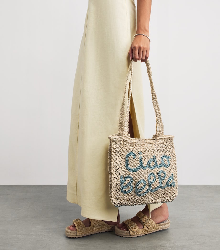 the Jacksons Jute Ciao Bella Tote Bag Natural / Sky Image 4