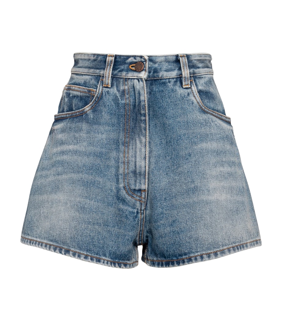 Prada Womens Denim High-Waisted Shorts Image 1