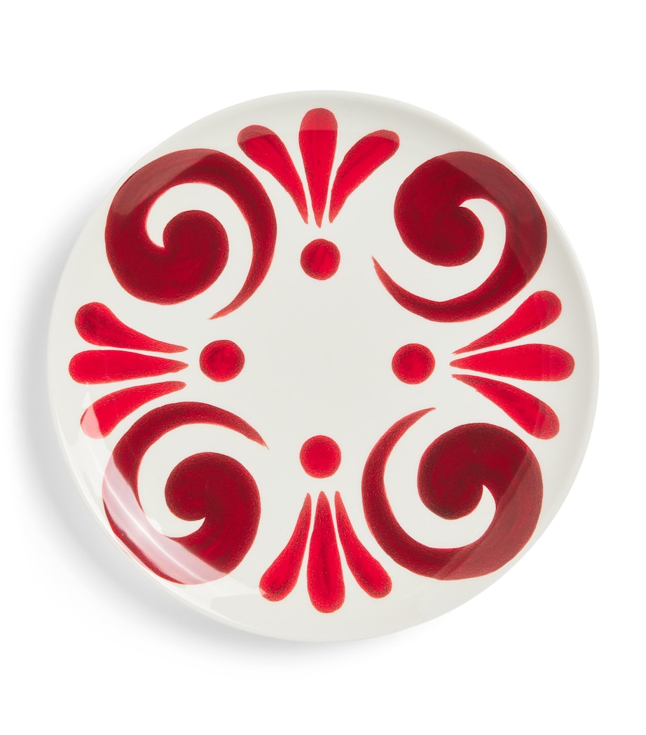 Porcelain Kallos Dinner Plate (27cm) DEEP RED ON WHITE Image 1