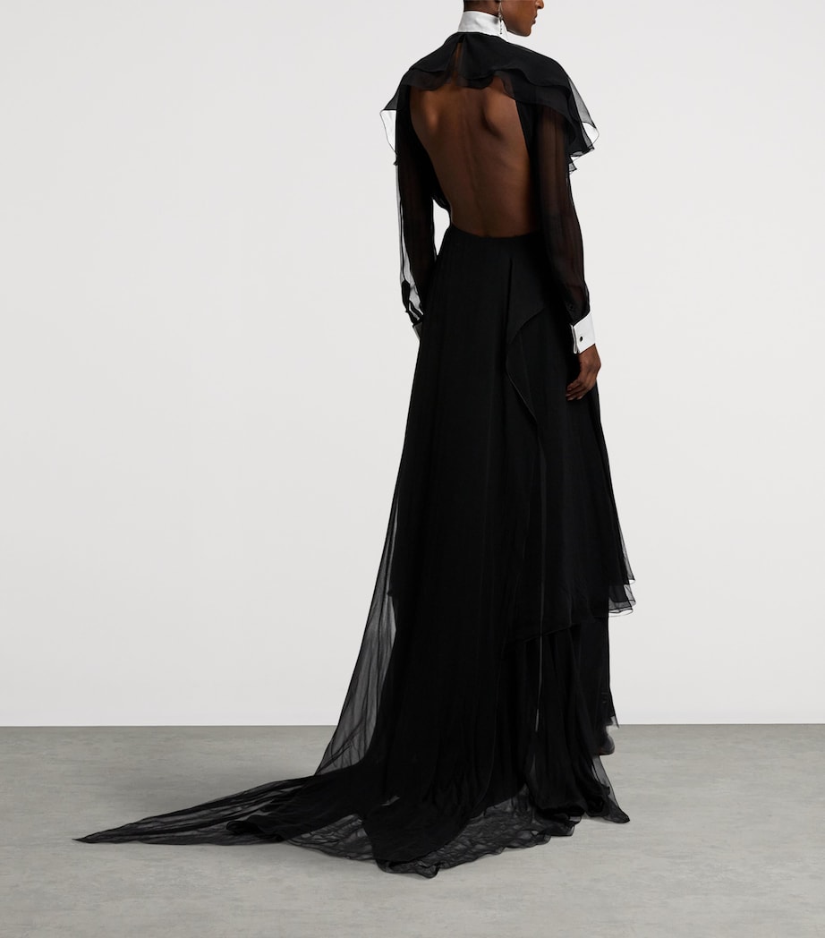 Silk Chiffon Emala Evening Dress BLACK Image 9