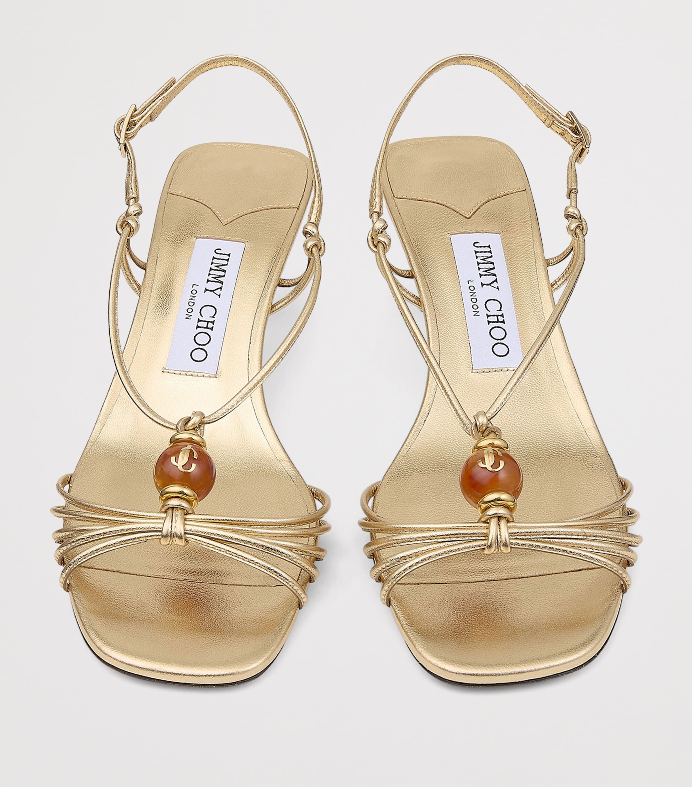 Jimmy Choo Lova 50 Metallic Leather Sandals Gold Mix Image 4