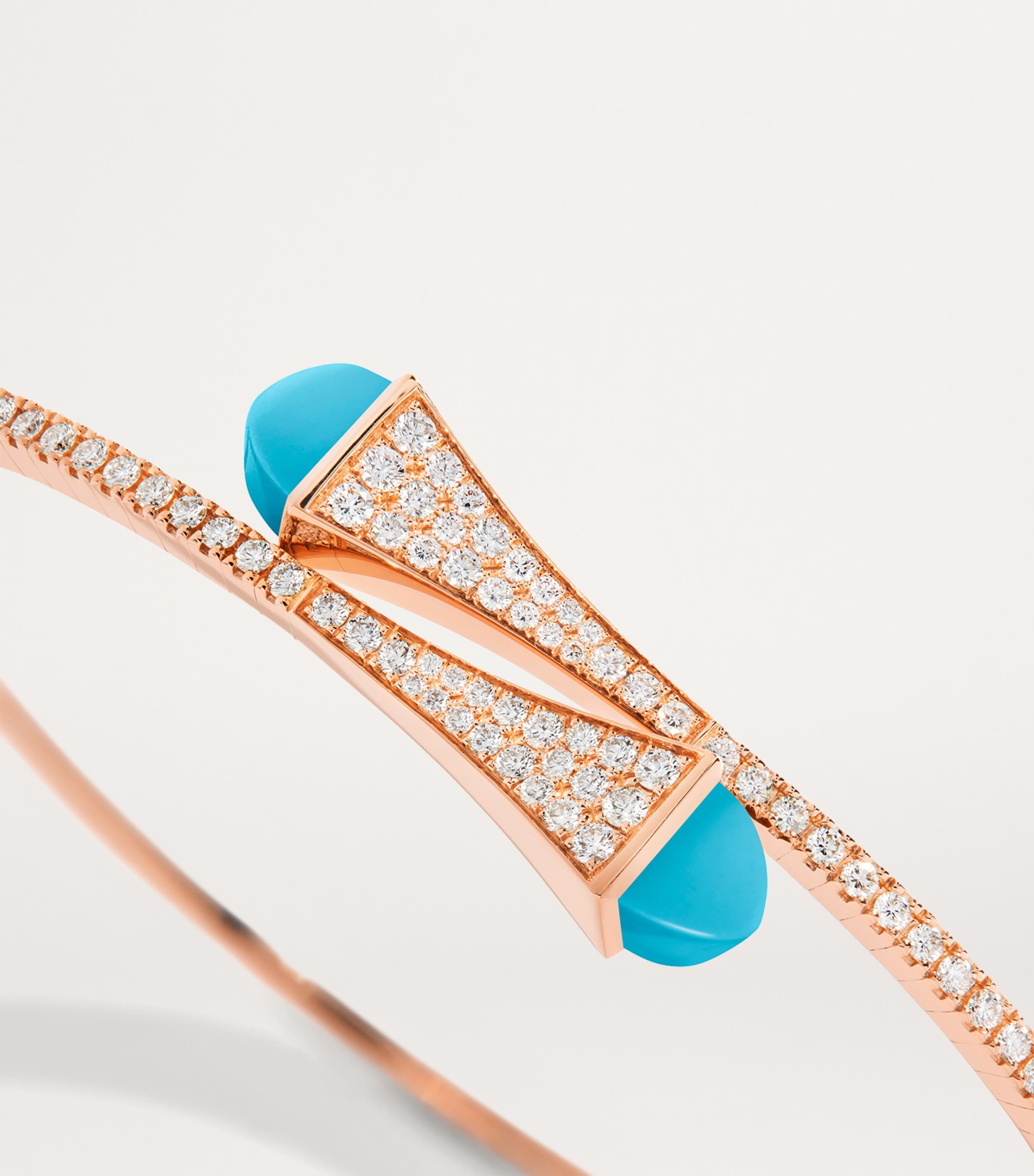 Midi Rose Gold, Diamond and Turquoise Cleo Slip-On Bracelet ROSE GOLD Image 3