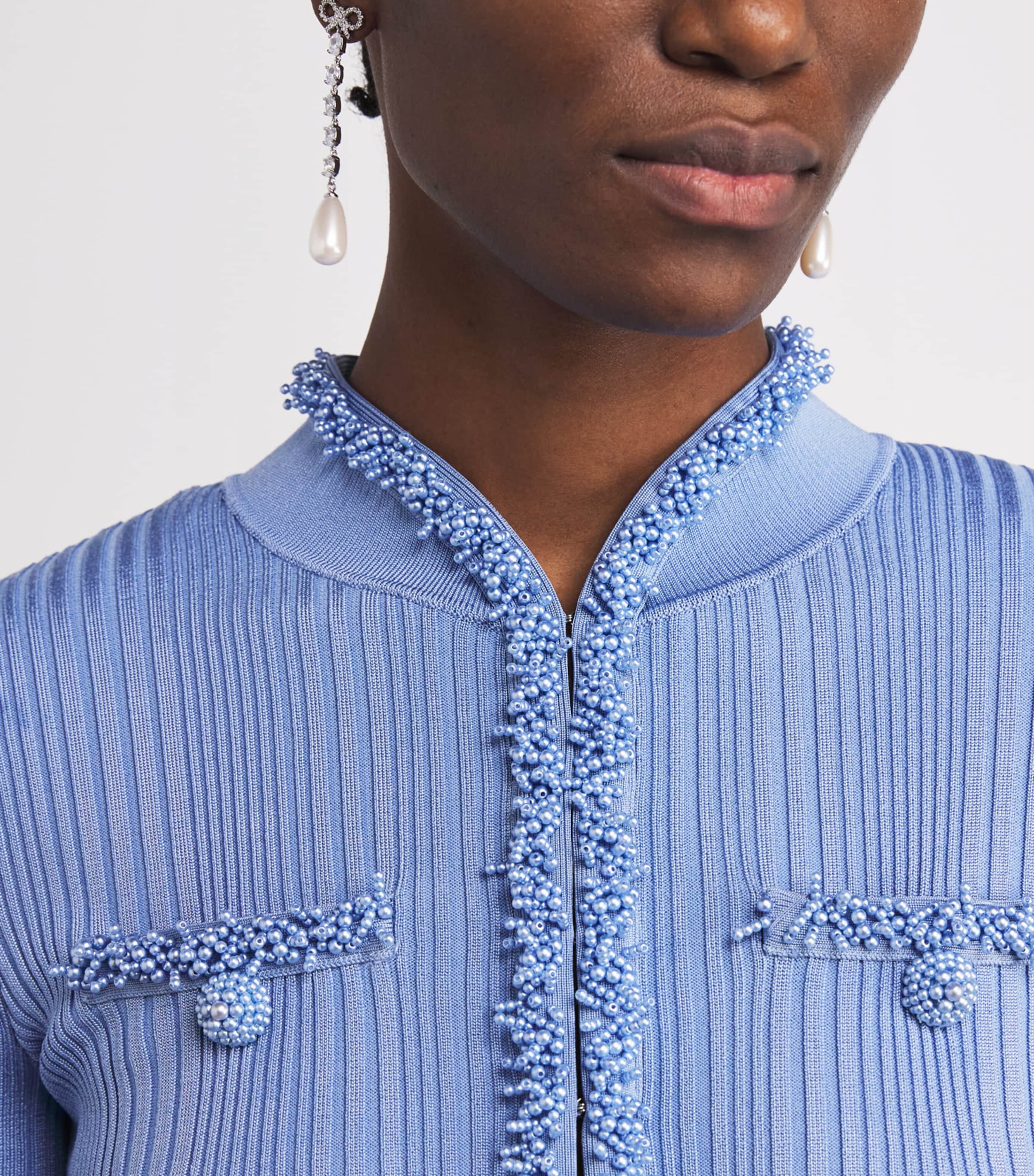 Embellished Knitted Mini Dress BLUE Image 4