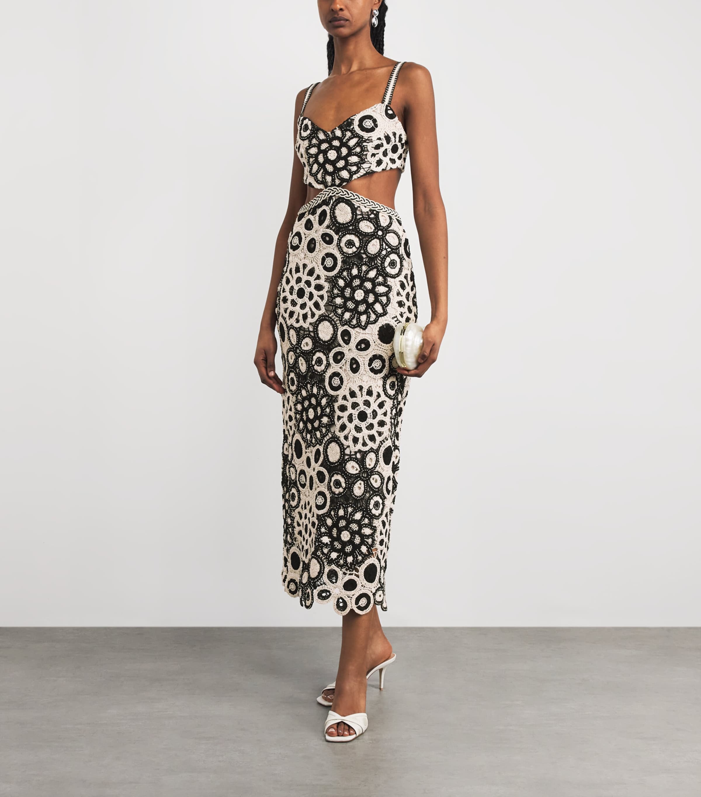 PatBO Multi Crochet Embellished Midi Dress | Harrods US