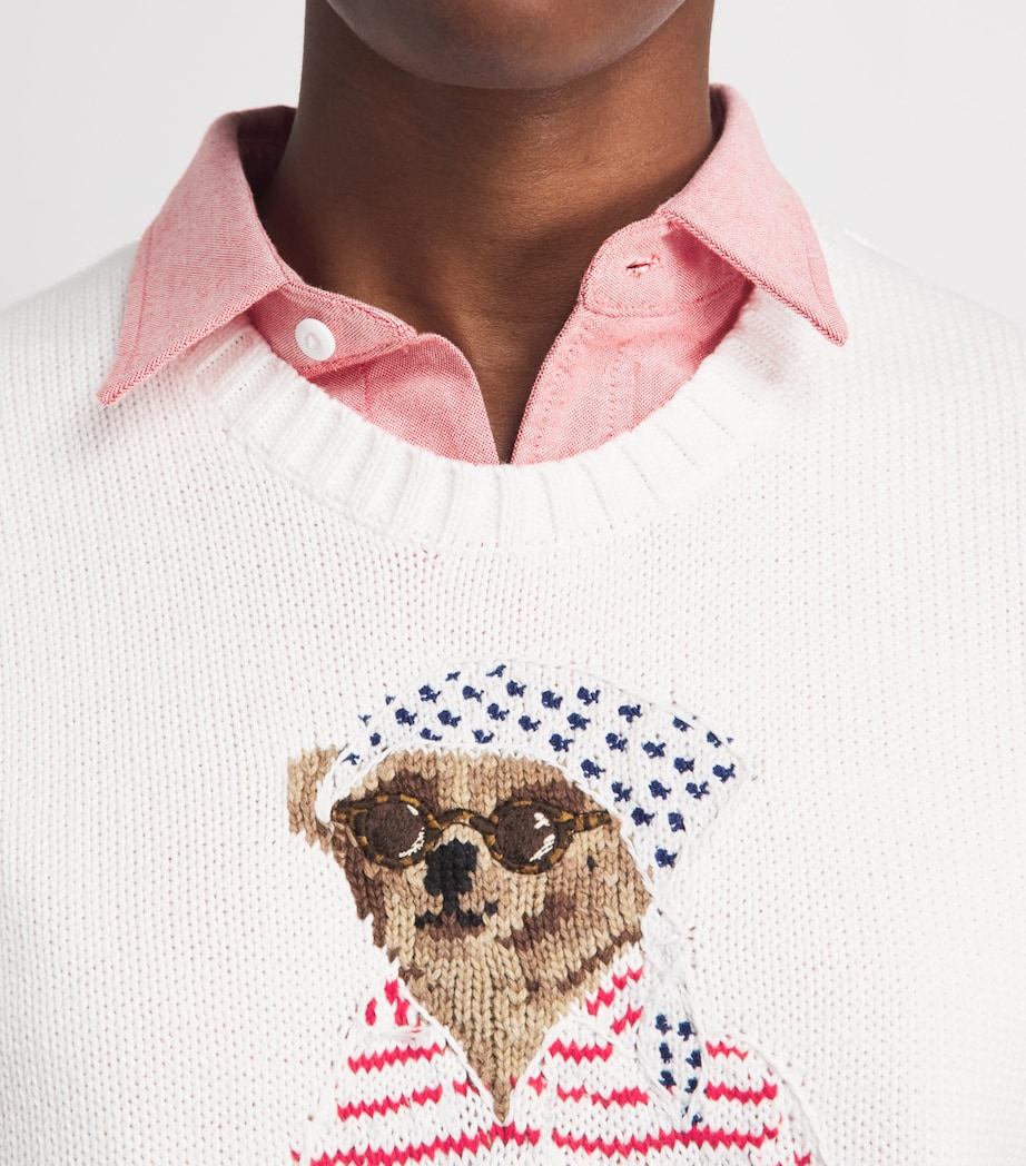 Polo Ralph Lauren Womens Cotton Polo Bear Sweater White Multi Image 3