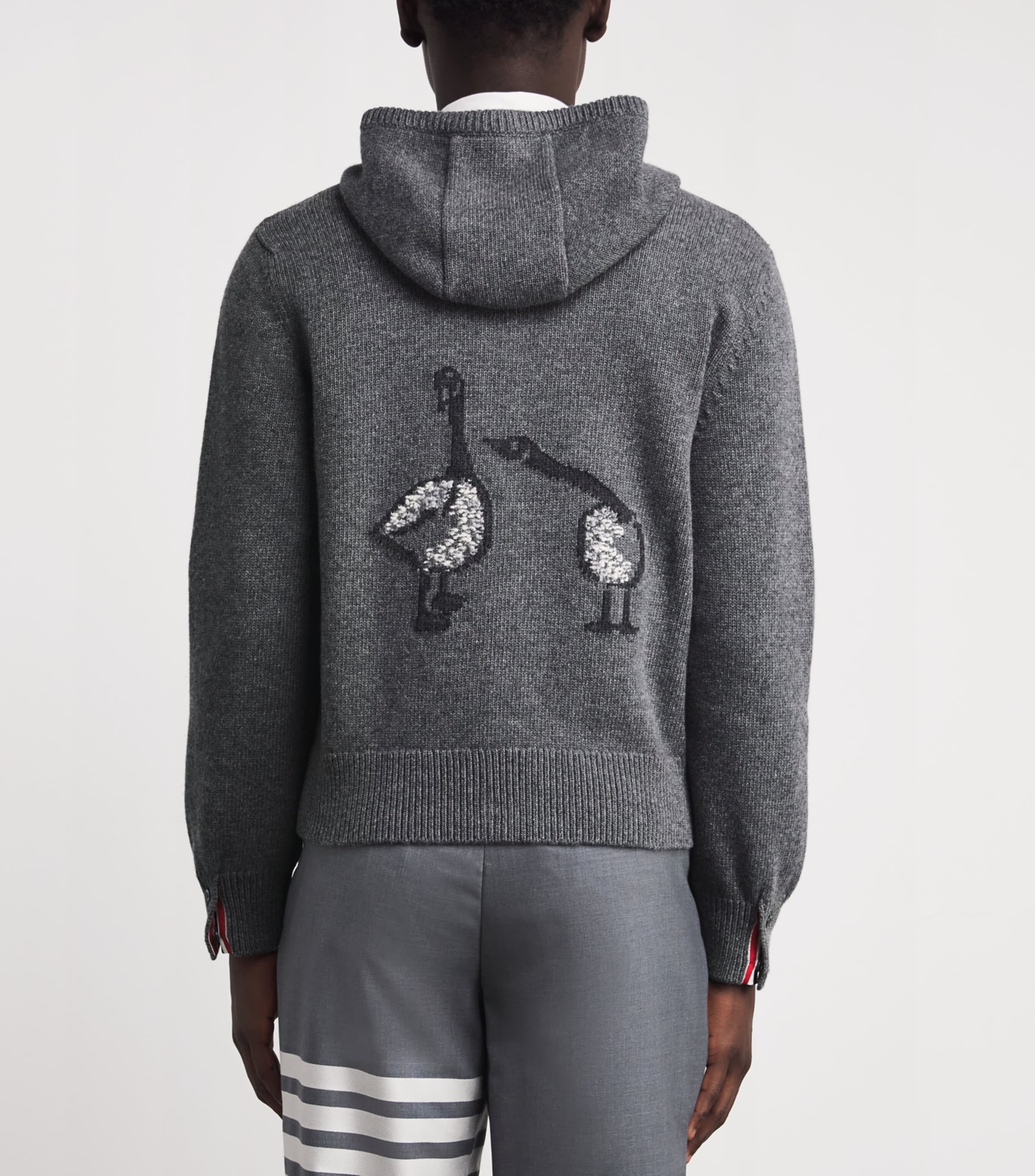 Merino Wool Geese Zip-Up Hoodie MED GREY Image 4