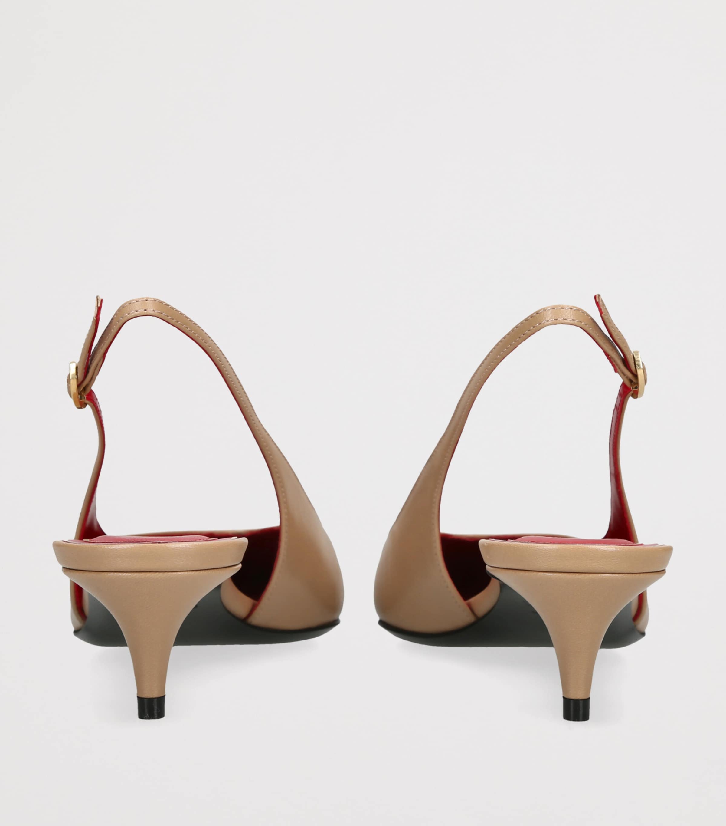 Valentino Garavani Leather Heartip Slingback Heels 35 Camel Image 2