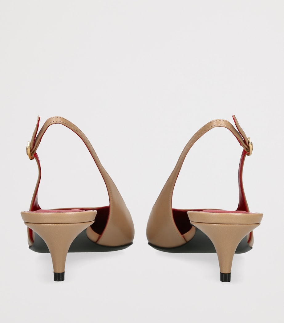 Valentino Garavani Leather Heartip Slingback Heels 35 Camel Image 2